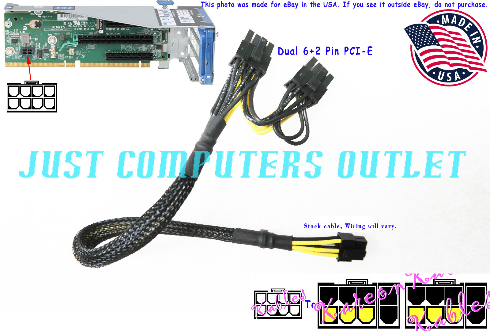 🔥 12" HP DL380 ML350 Gen10 Server Dual 6+2 Pin PCI-E GPU Power Cable 879154-001