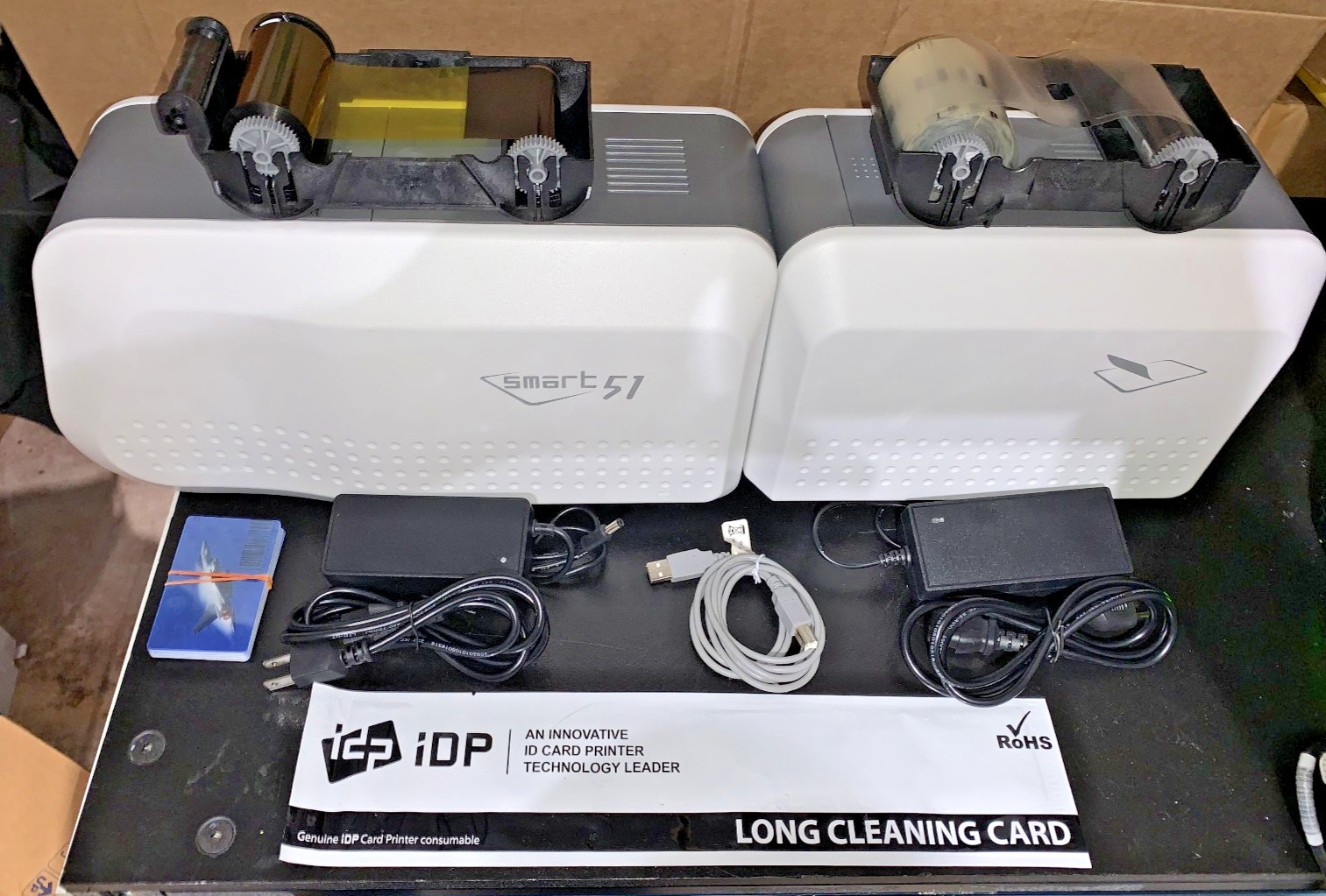 IDP SMART-51L Dual-Sided ID Card Printer w/ Laminator COMES COMPLETE VGC & WORKS