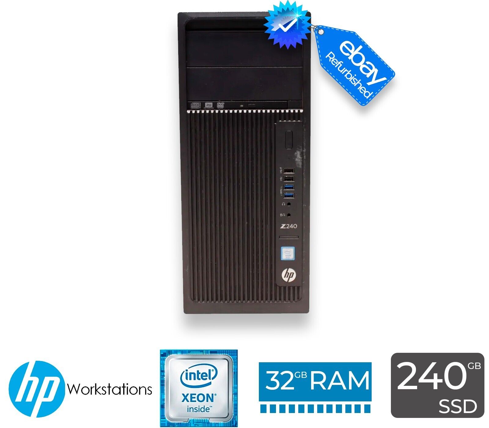 HP Z240 Tower Workstation Intel Xeon E3-1225 v5 32GB RAM 240GB SSD Win 10 P4000