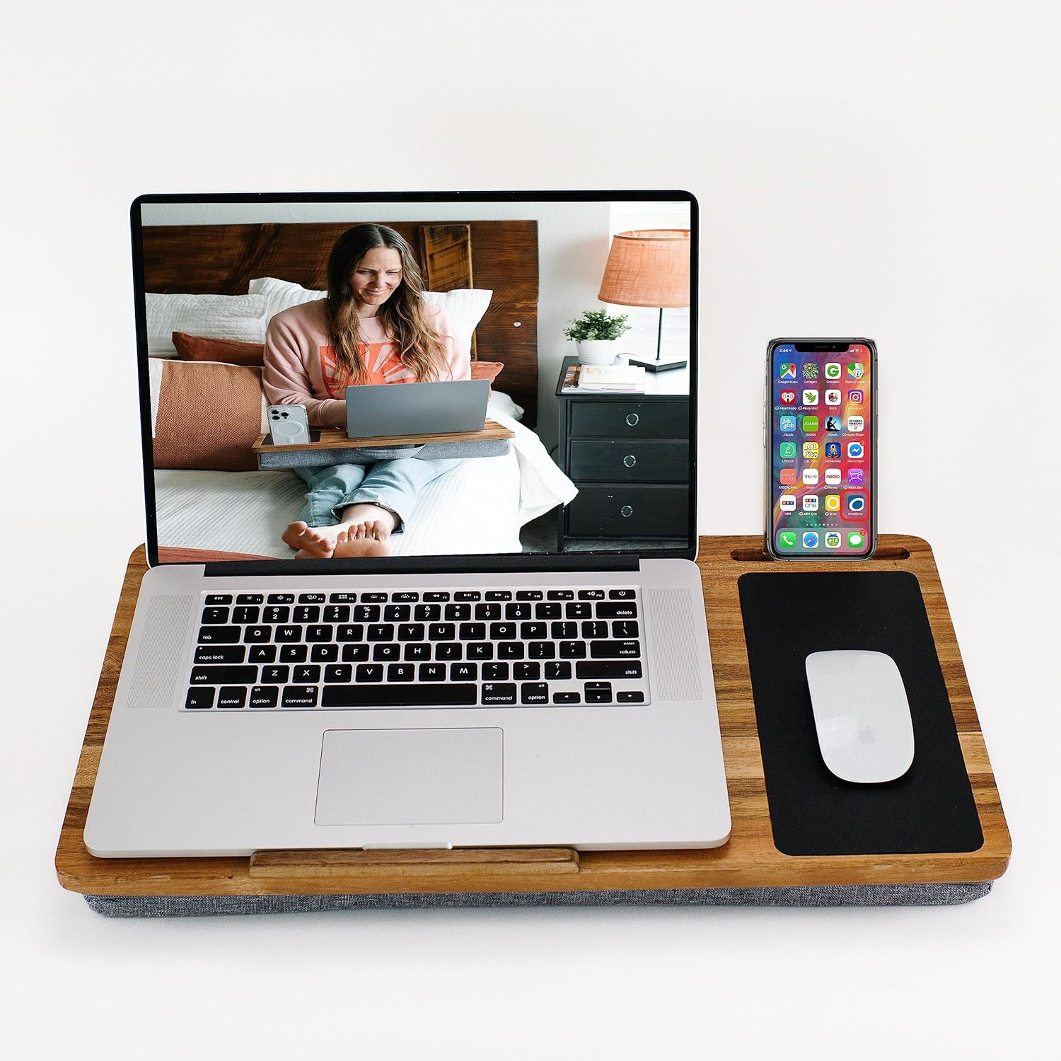 Lap Desk, Laptop Lap Desk with Cushion Made with Premium Real Acacia Wood. Lap D