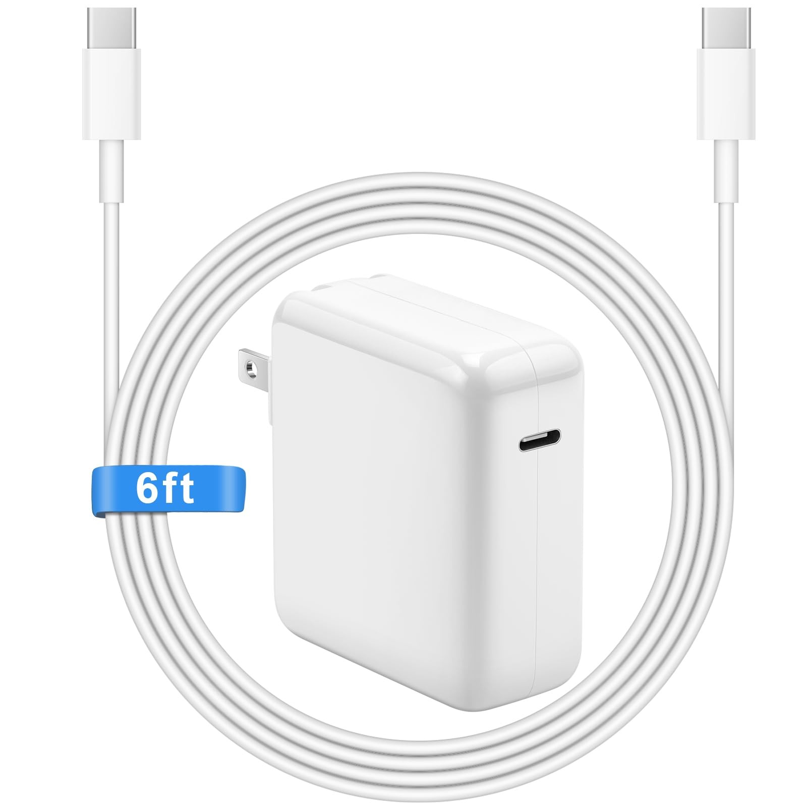 Charger for MacBook Air Pro 118W 96W 87W 61W USB C Fast Power 6FT, White