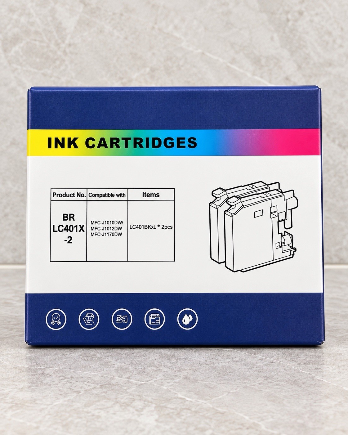 LC401XL Black Ink Cartridges 2-Pack Compatible Bro MFC-J1010DW J1012DW J1170DW