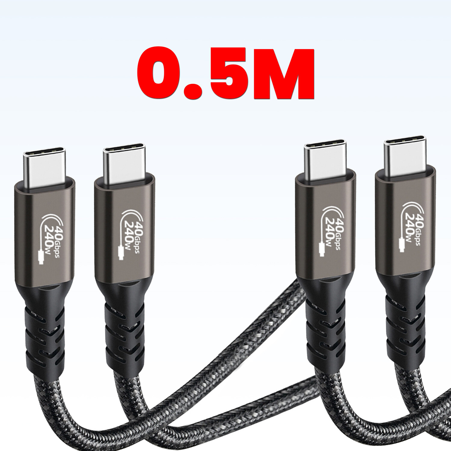 2-Pack USB 4.0 240W Fast Charging & Data Cable 40Gbps Thunderbolt 4/3 8K Display