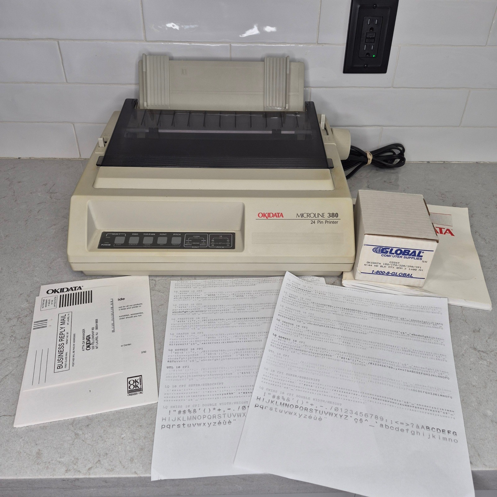 Okidata Microline 380 Dot Matrix 24 Pin Printer Vintage Beige