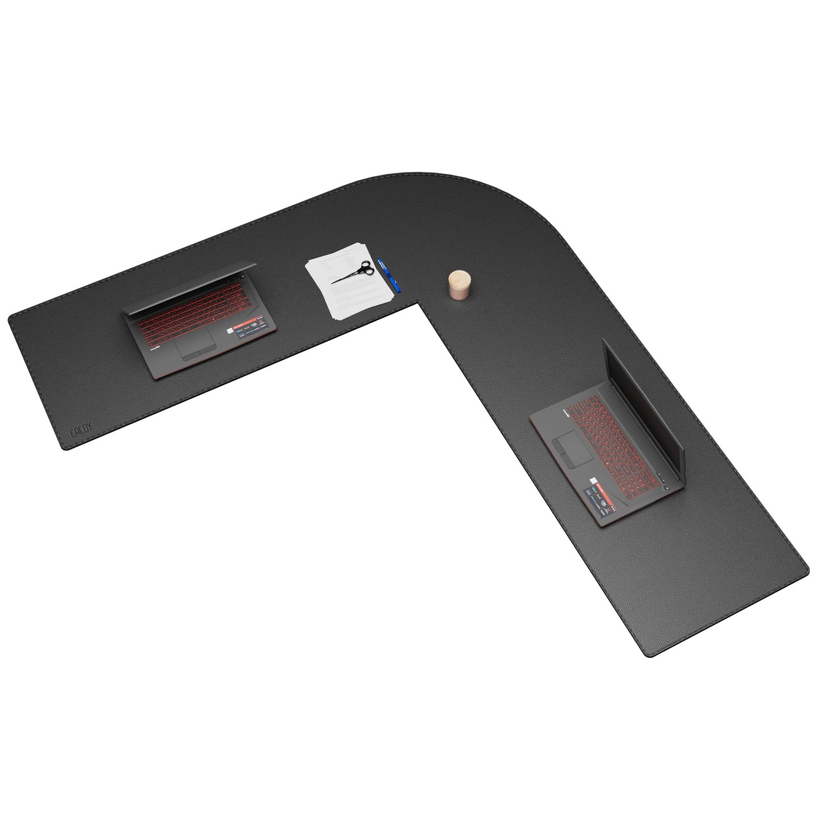 66.9" x 61.8" x 19.7" Black PU Leather L Shaped Desk Pad Blotter, 67-inch Lar...