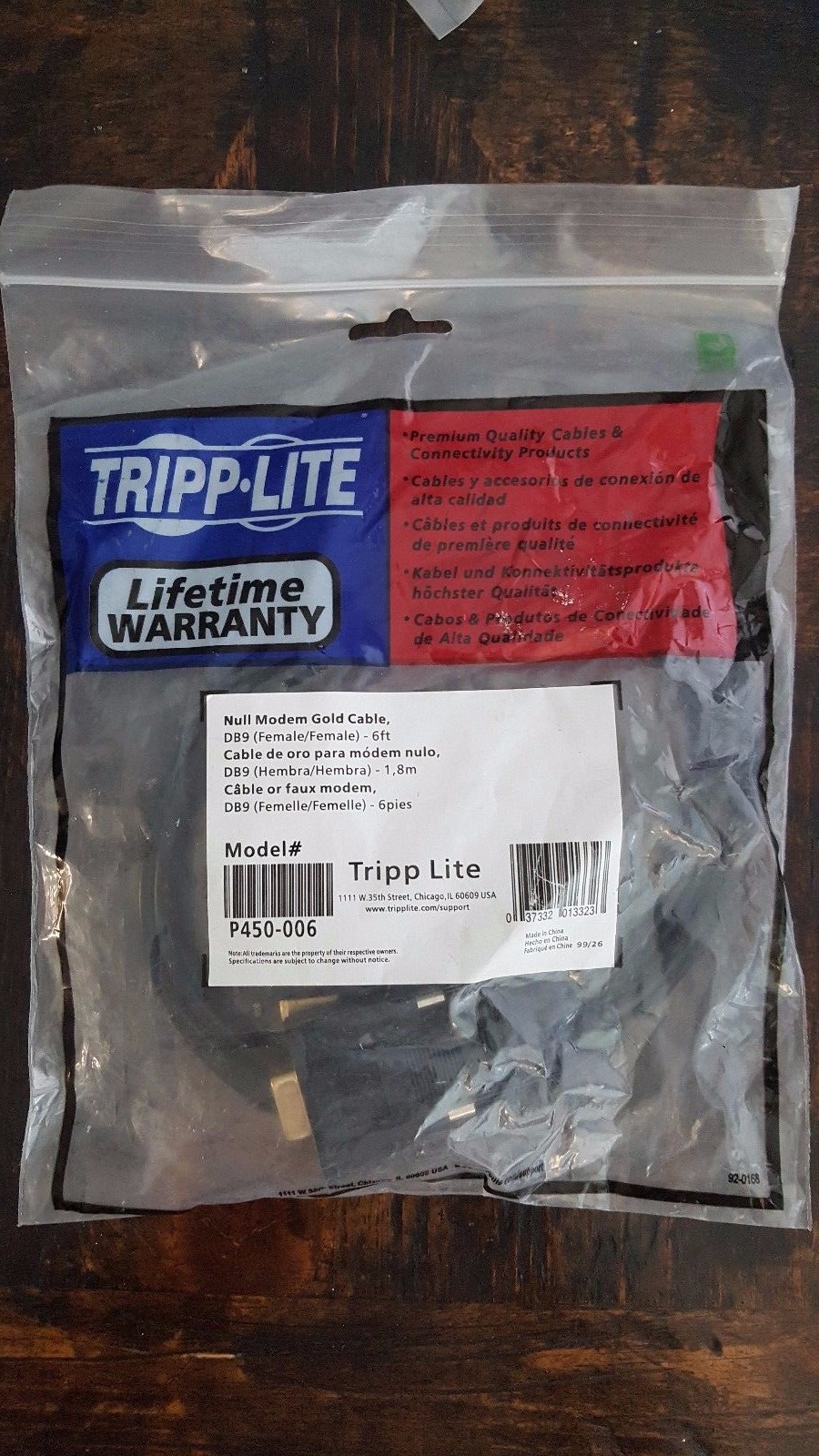 TRIPP LITE P450 Null Modem Gold Plate Serial Cable DB9(F) to DB9(F) RS232 6ft