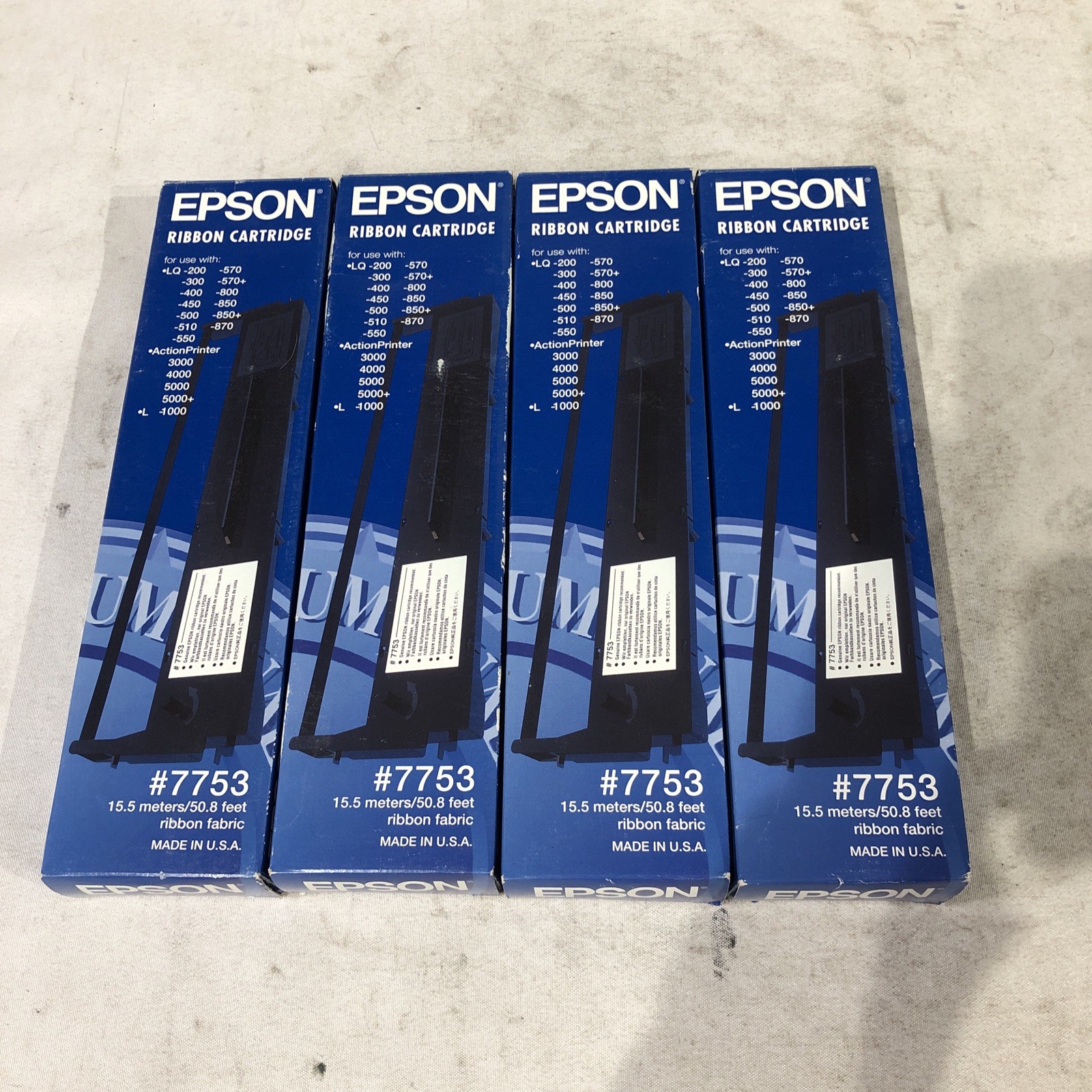 Lot 4 Genuine Epson 7753 Ribbon Cartridges NOS LQ ActionPrinter OEM