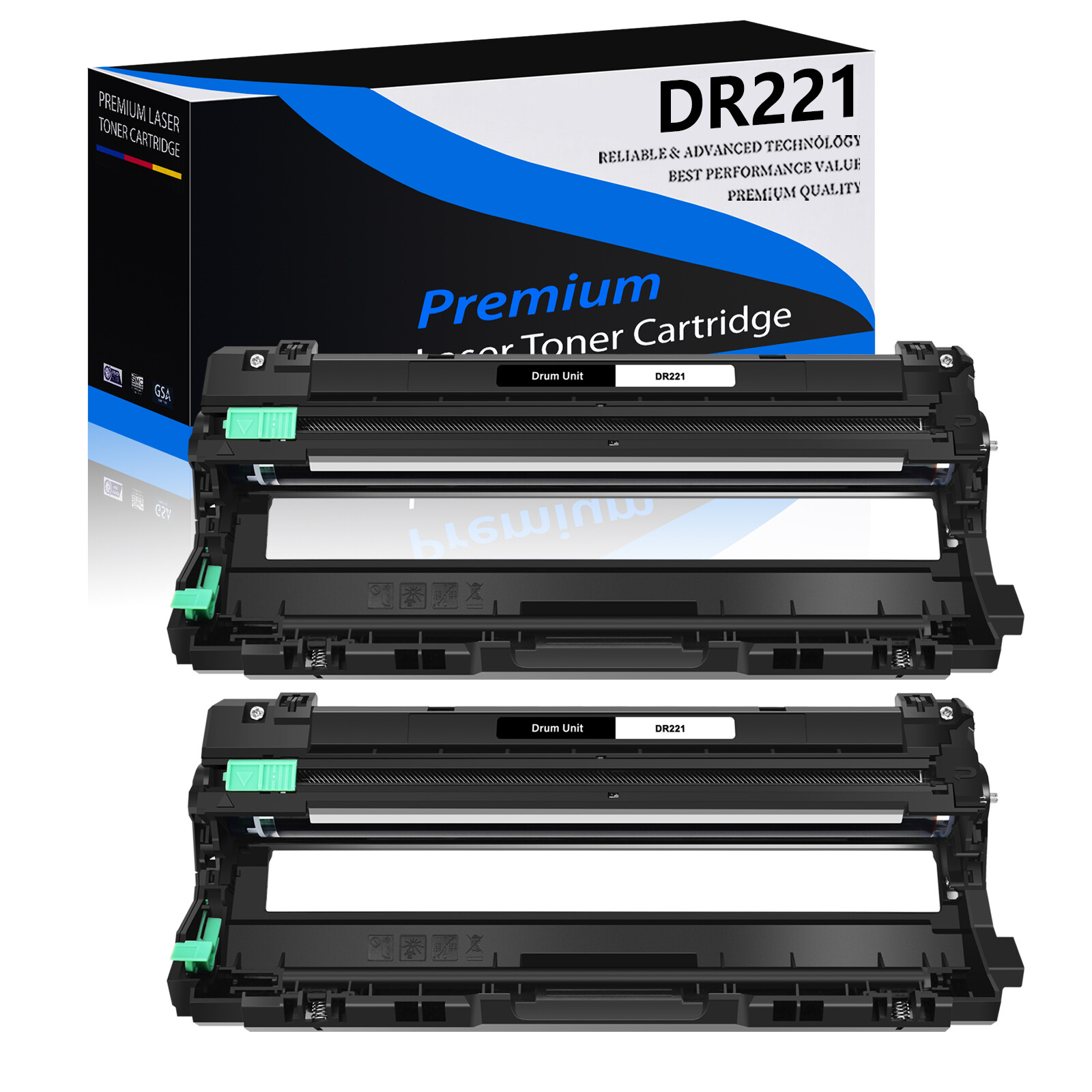 2 PK DR221 DR221BK Black Drum Unit For Brother HL-3140CW HL-3170CDW MFC-9340CDW