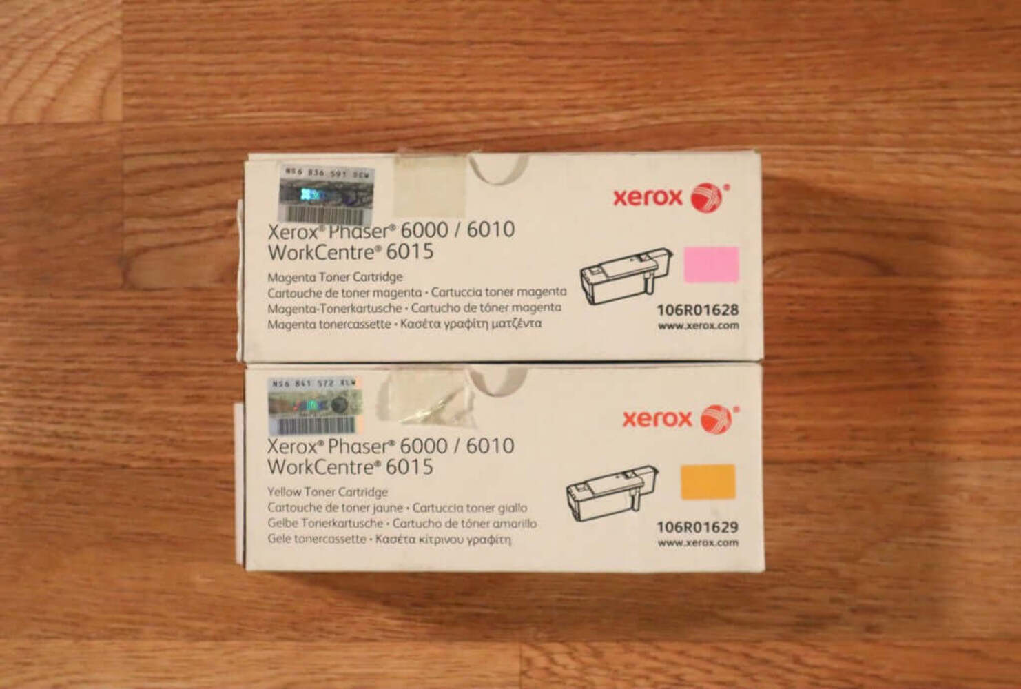 Lot Of 2 Xerox MY Toner Cartridges 106R01628,29 Phaser 6000/6010, WorkCentre 601
