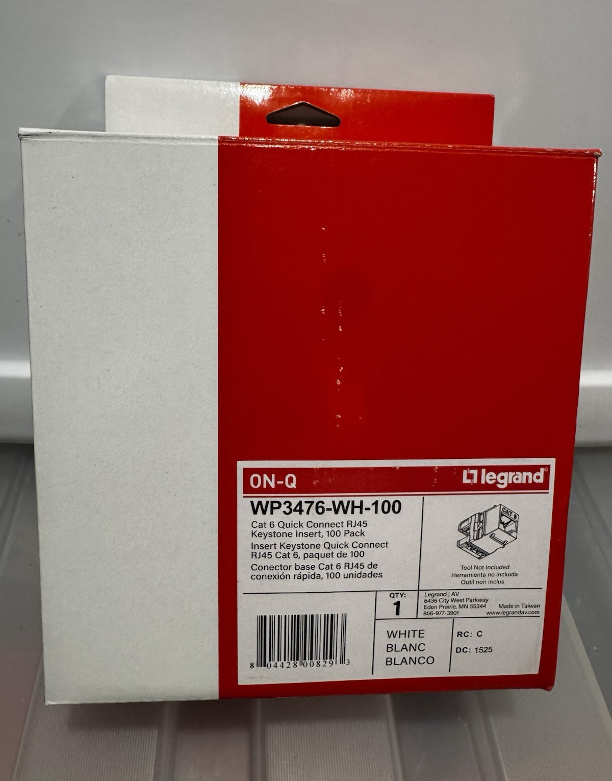 Legrand On‑Q WP3476‑WH‑100 Cat6 RJ45 Keystone Inserts – 100 Pack – Contractor