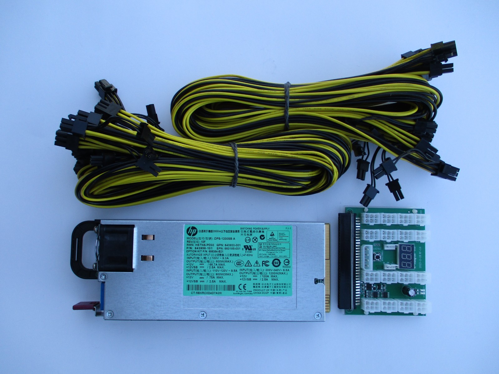 1200 Watt 94% Platinum 110-240V GPU Mining Rig Power Supply Kit X11 