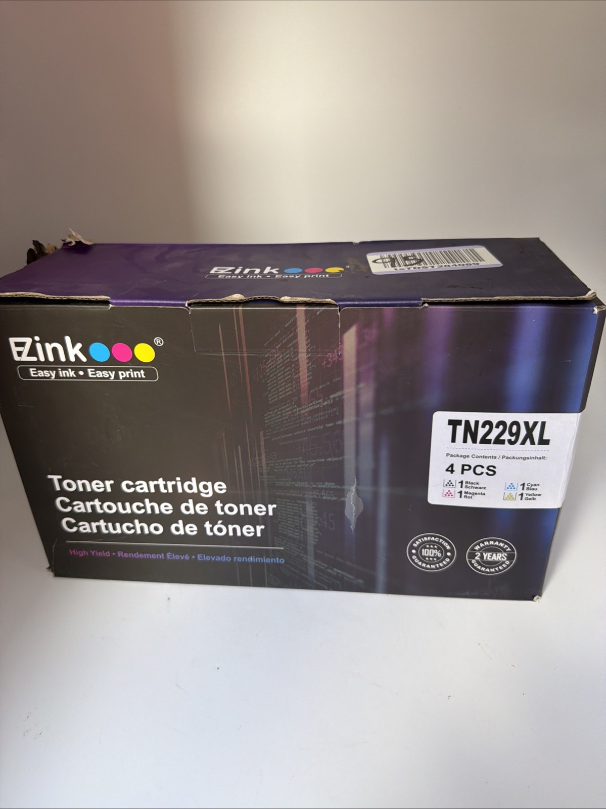 EZink TN229XL High Yield Toner Cartridge 4-Pack Black Cyan Magenta Yellow