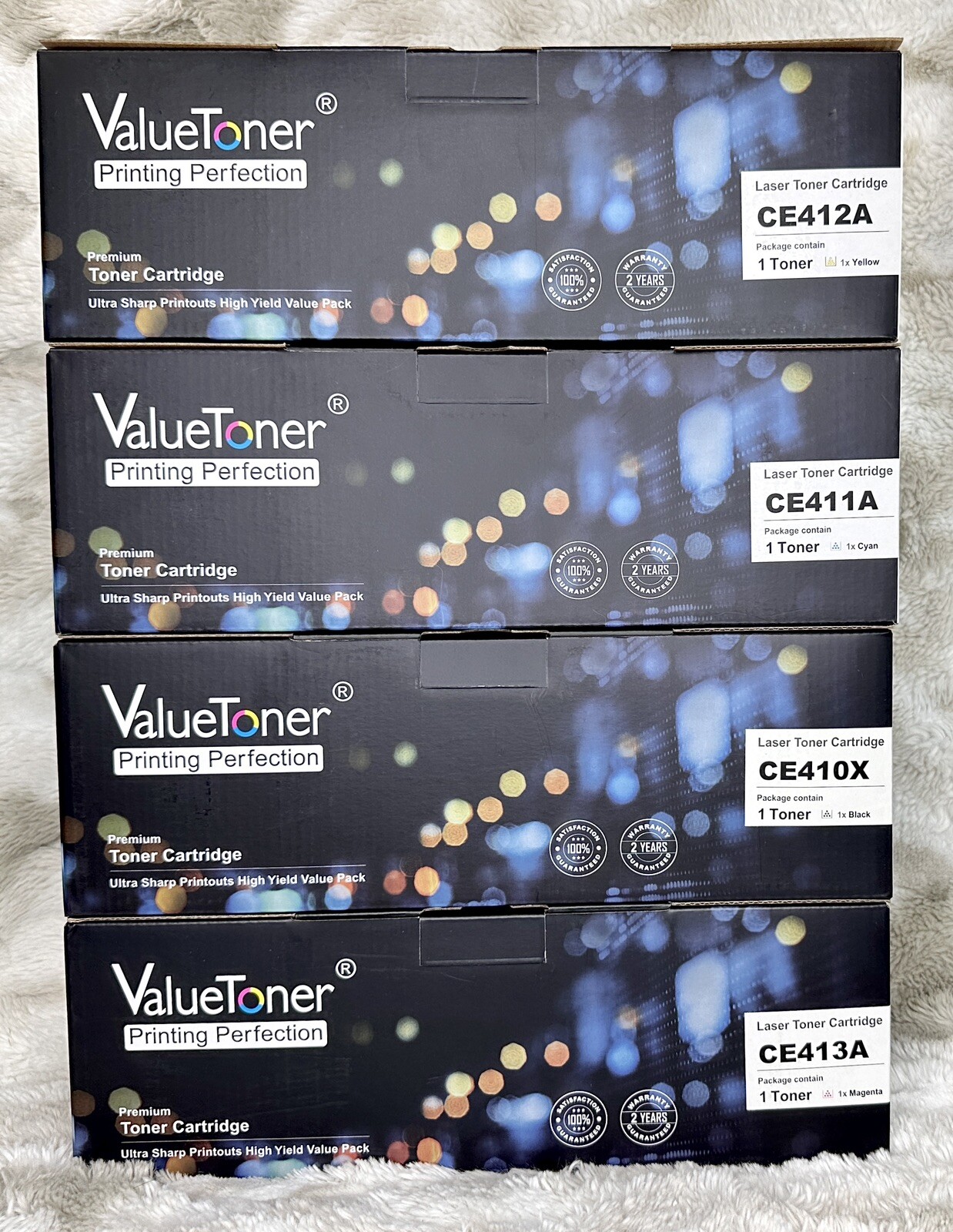 ValueToner CE410X CE411A CE412A CE413A 4-Pack Toner Compatible HP 305X 305A