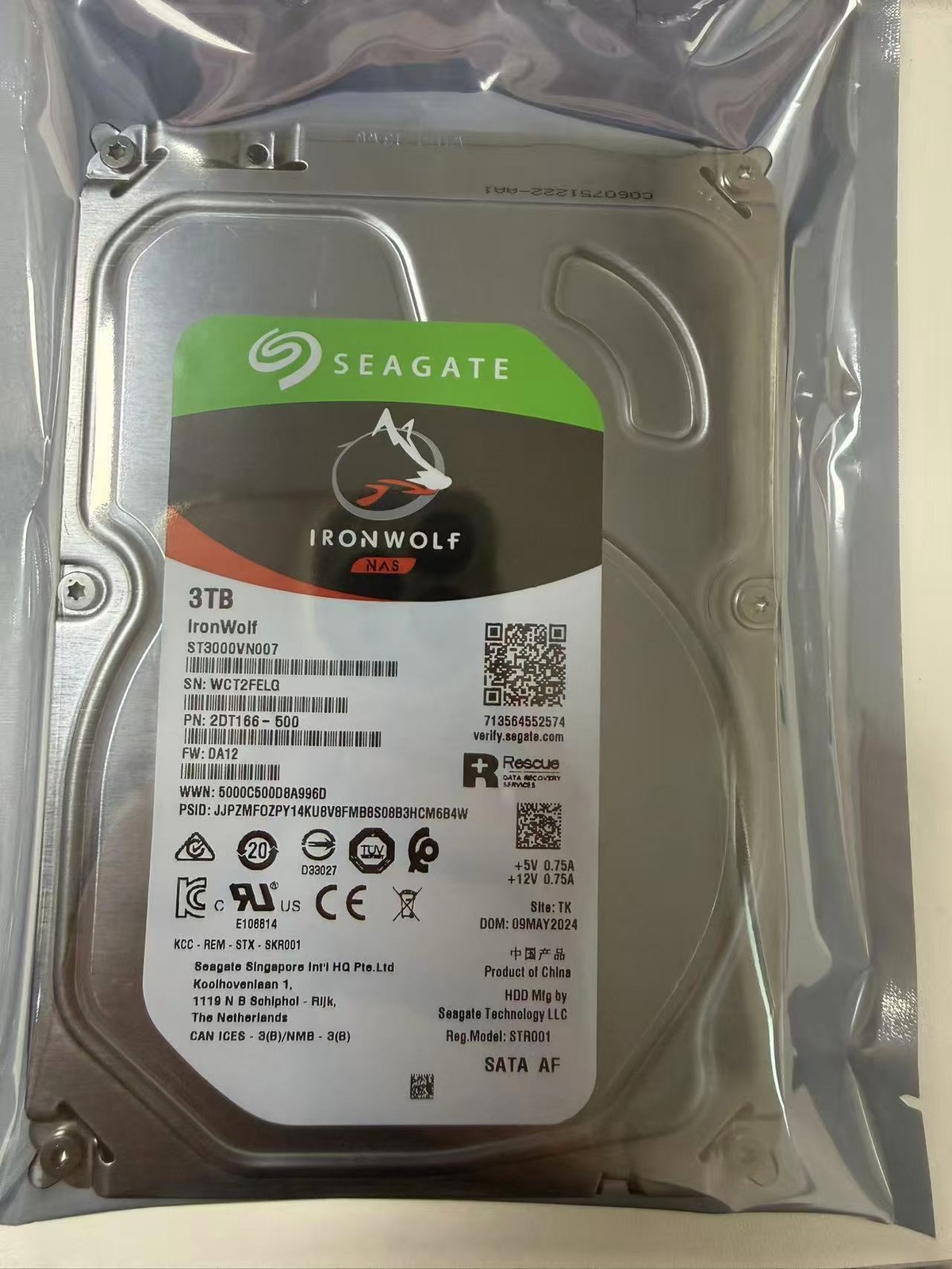 1PCS Seagate IronWolf ST3000VN007 3TB 5900RPM SATA 6Gb/s 3.5 NAS Internal Hard