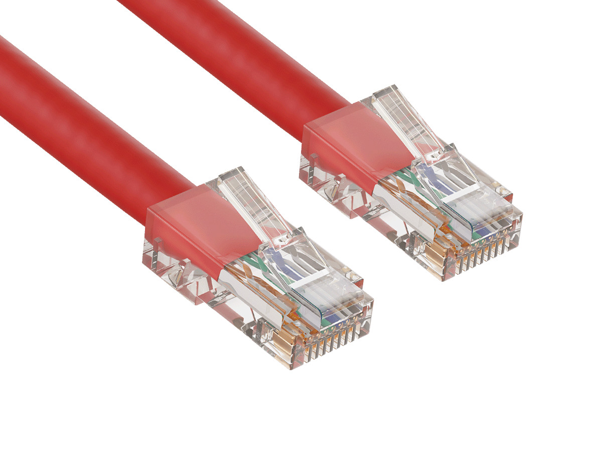 5ft Cat5e UTP Non-Booted Ethernet Network Patch Cable 24AWG Bare Copper, Red