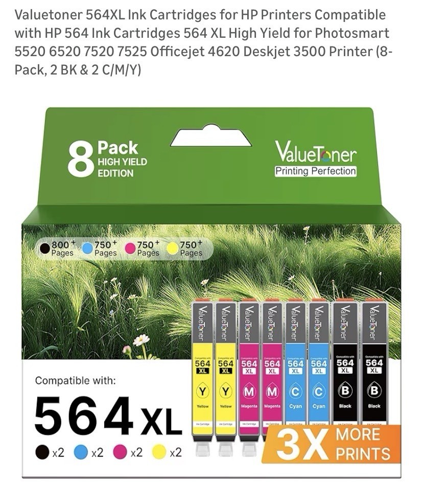 Valuetoner Ink Cartridge HP 564XL 564 XL Photosmart 7520 6520 5520 6525 Premium
