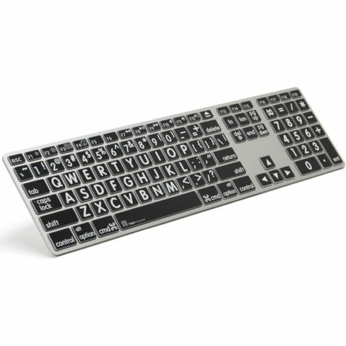 LogicKeyboard Large Print Slim Keyboard for Apple Mac Macintosh White On Black