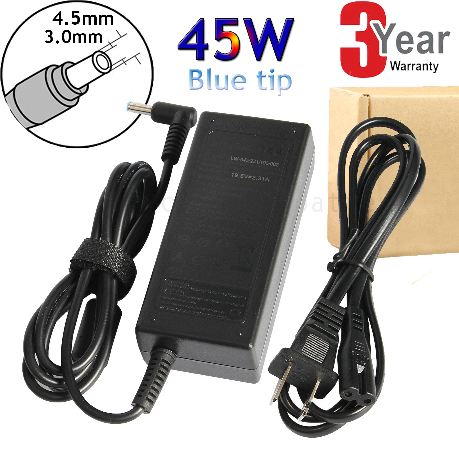 AC Adapter Charger for HP Chromebook 11 G3, 11 G4, 14 G1, 14 G4 4.5*3.0mm 45W CP