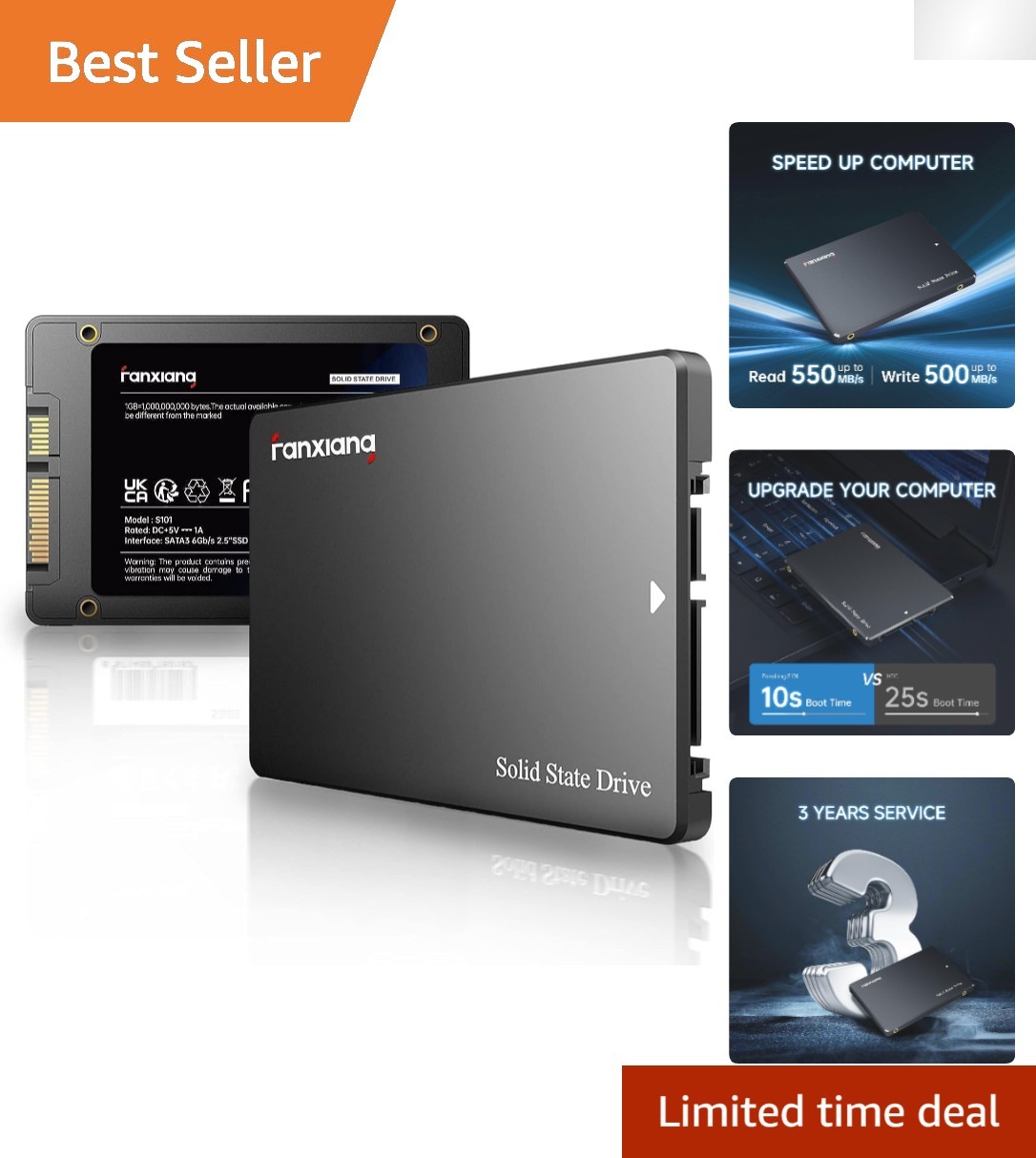 S101 1TB SATA III SSD - Boost Your Laptop & Desktop Performance Up to 550MB/s