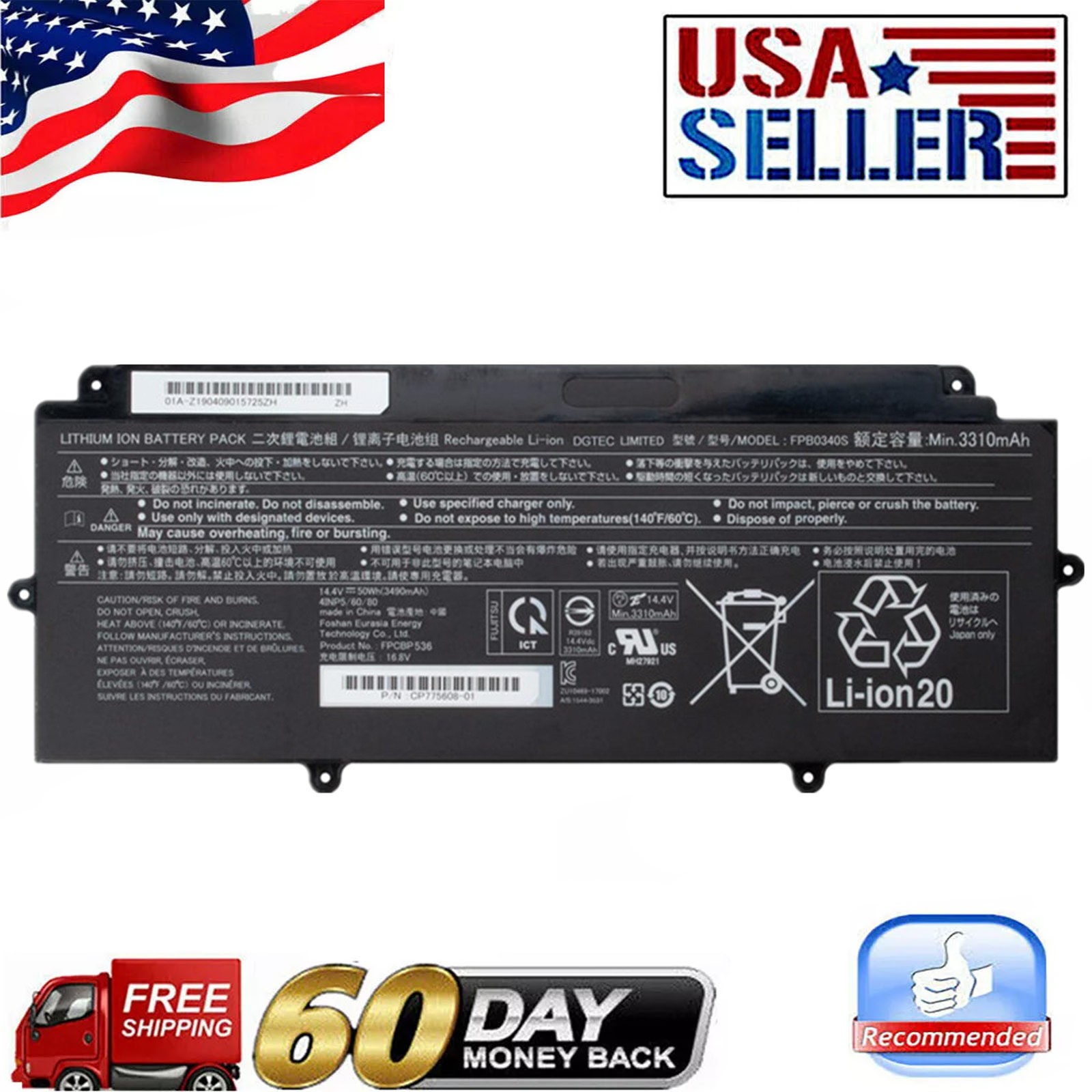 New FPB0340S FPCBP536 Battery for Fujitsu LifeBook U937 U938 U939 U939X U9310
