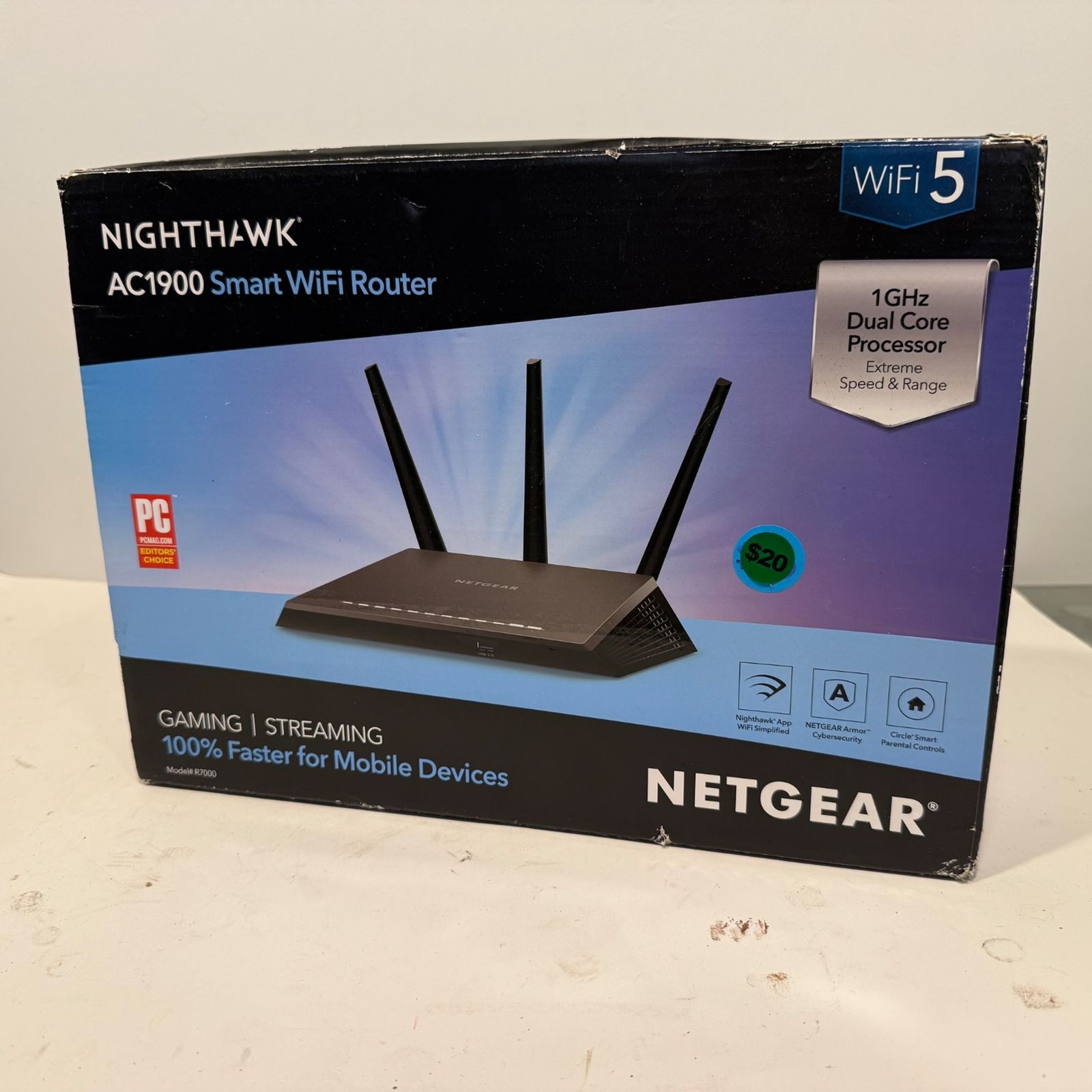 Netgear Nighthawk R7000 AC1900 Smart WiFi Router Tested w/ Box Accessories