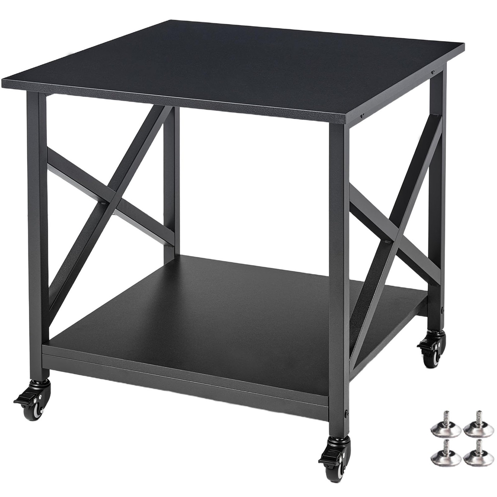 Fannova 2 Tier Large Printer Stand 23.6"x23.6"x22.6" with Storage Shelf