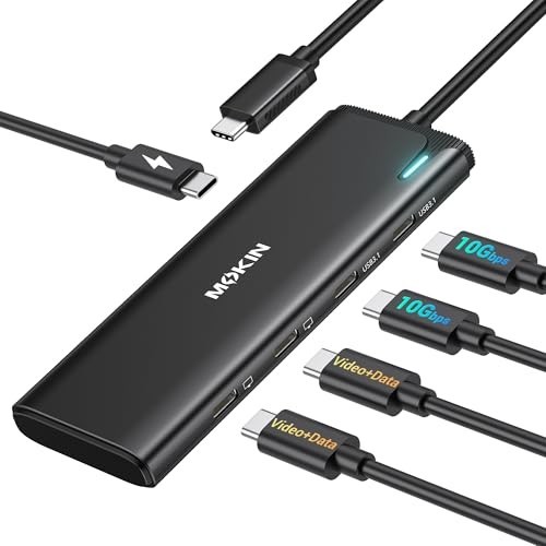 USB C Splitter for Dual Monitors 4K@60Hz, 5 Port Hub, 100W Charging