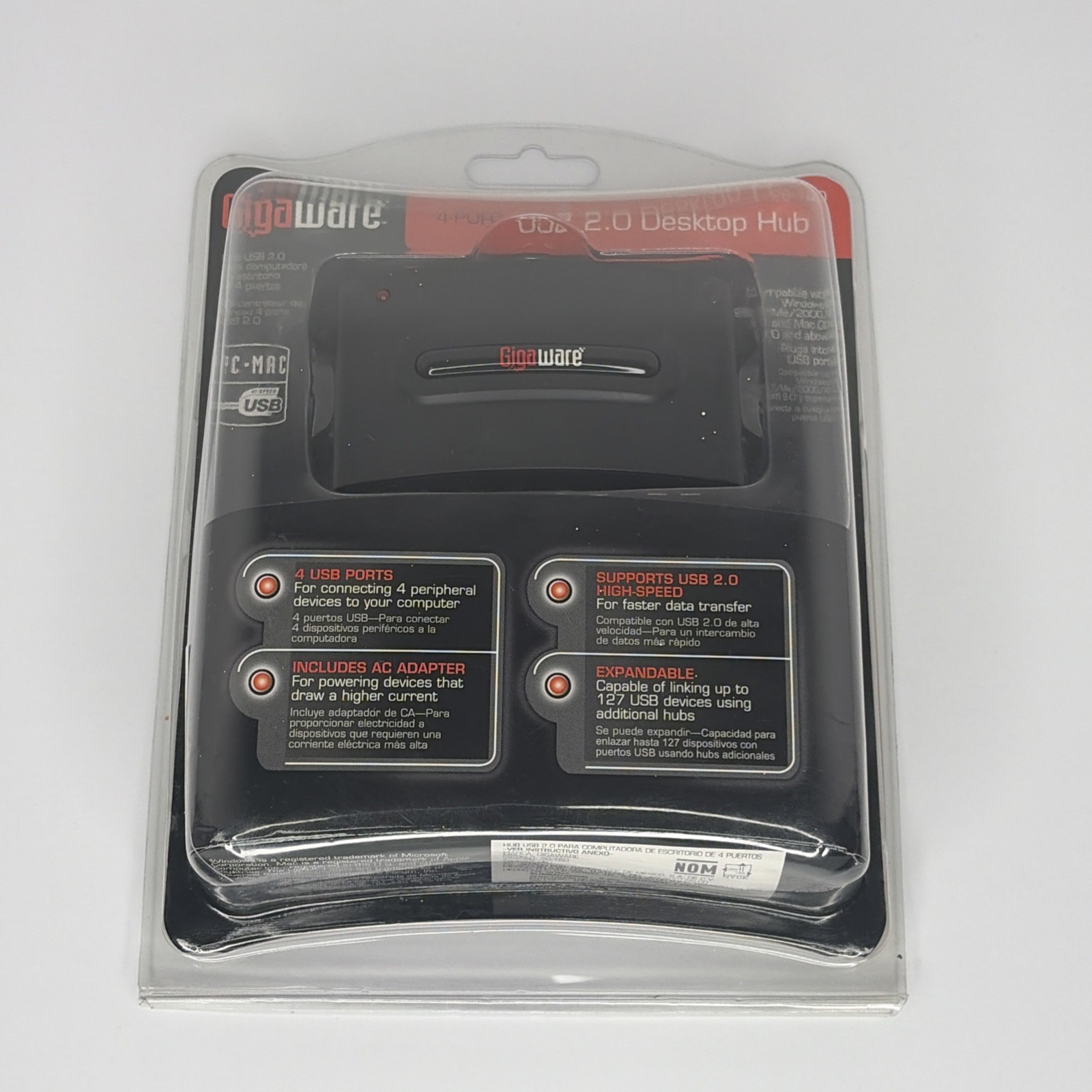 Gigaware USB 2.0 Desktop PC Hub 4 Port 26-160 | New & Sealed