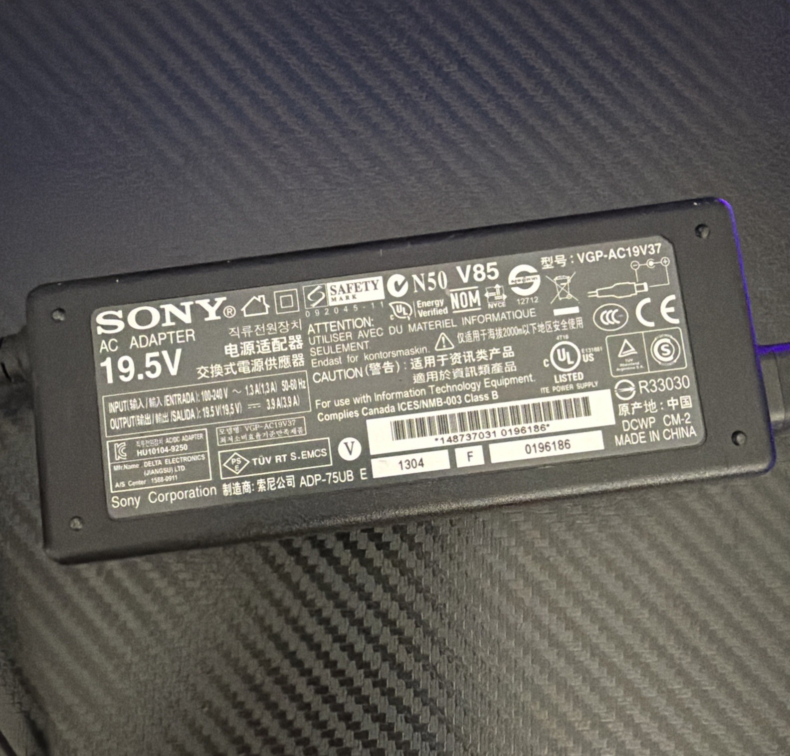 90W AC Charger Adapter for Sony Vaio VGP-AC19V48 VGP-AC19V37 PCG-7Y2L PCG-7192L
