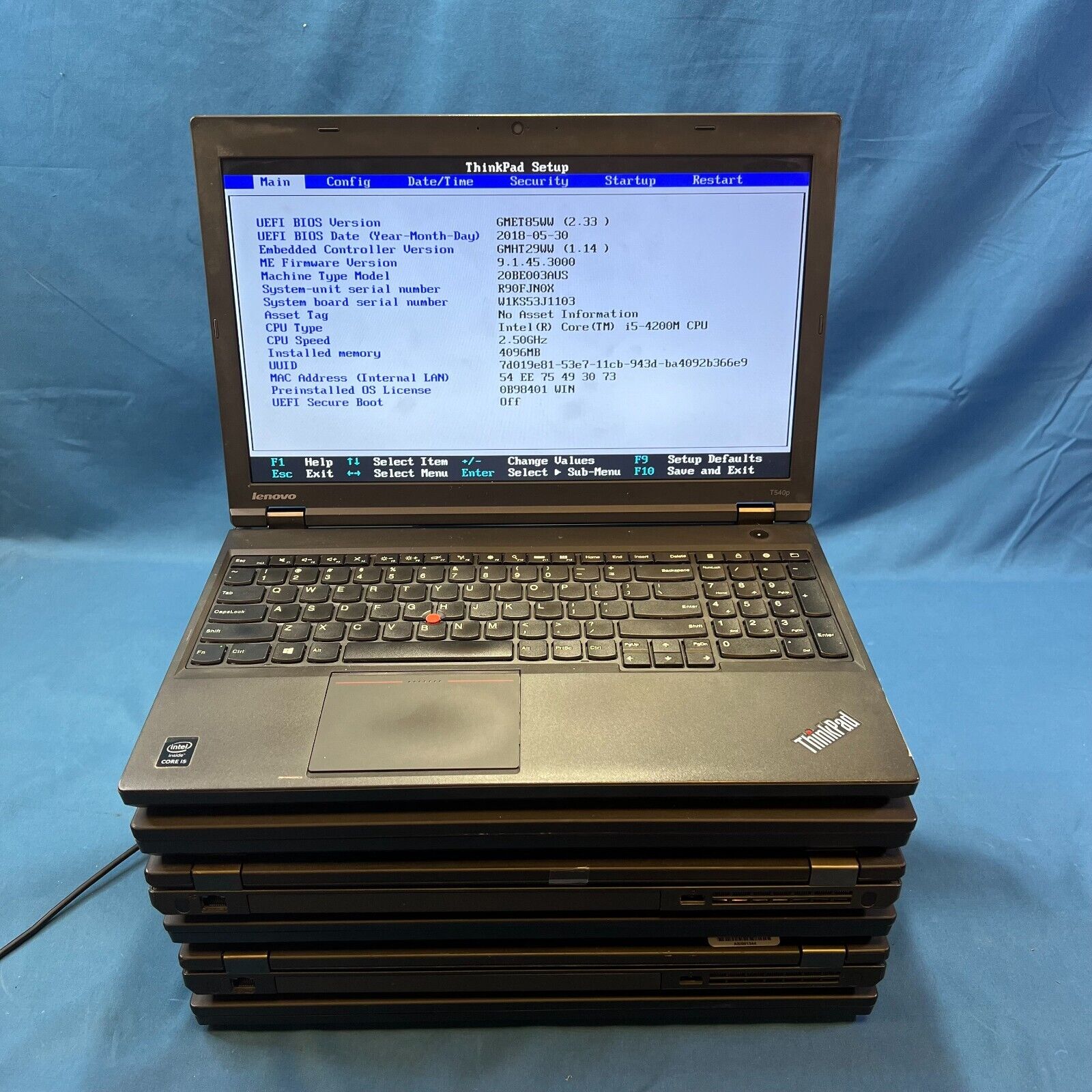 Lot of (6) - Lenovo ThinkPad T540p - FOR PARTS/AS-IS - NO RETURNS