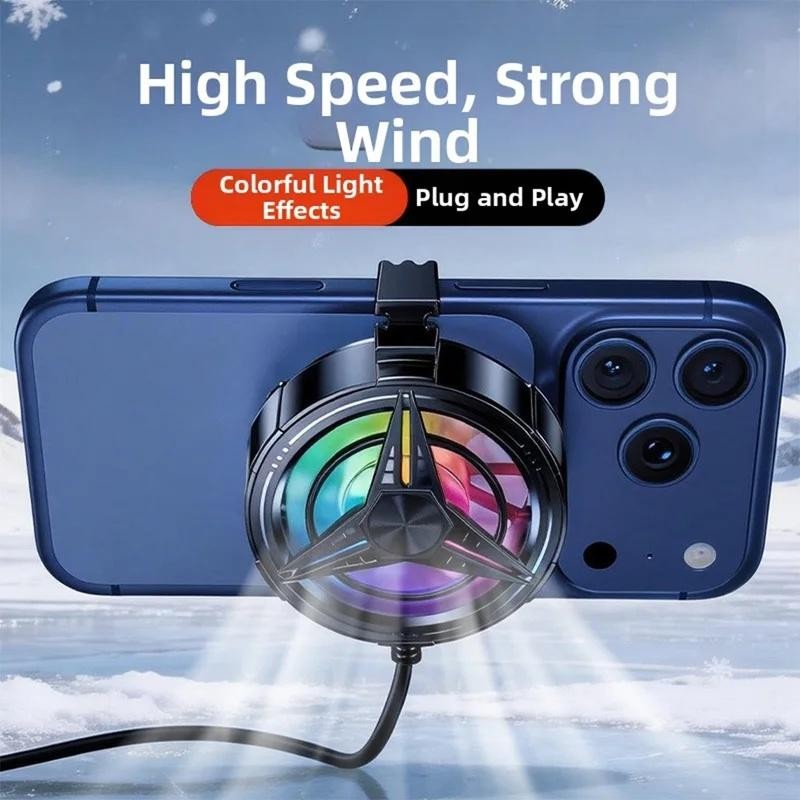 Gaming Phone Cooler Fan USB Smart Thermal Regulation Rgb Light Radiator Heatsink