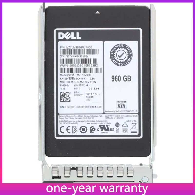 T2G0Y 0T2G0Y MZ7KM960HMHQ0D3 Dell 960GB SATA 6Gb/s 2.5'' SSD 14/15/16G KIT New