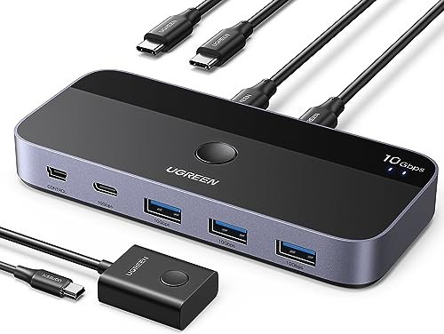 USB-C Switch for 2 Computers, 4 USB 3.2 Ports, 10Gbps Data Transfer