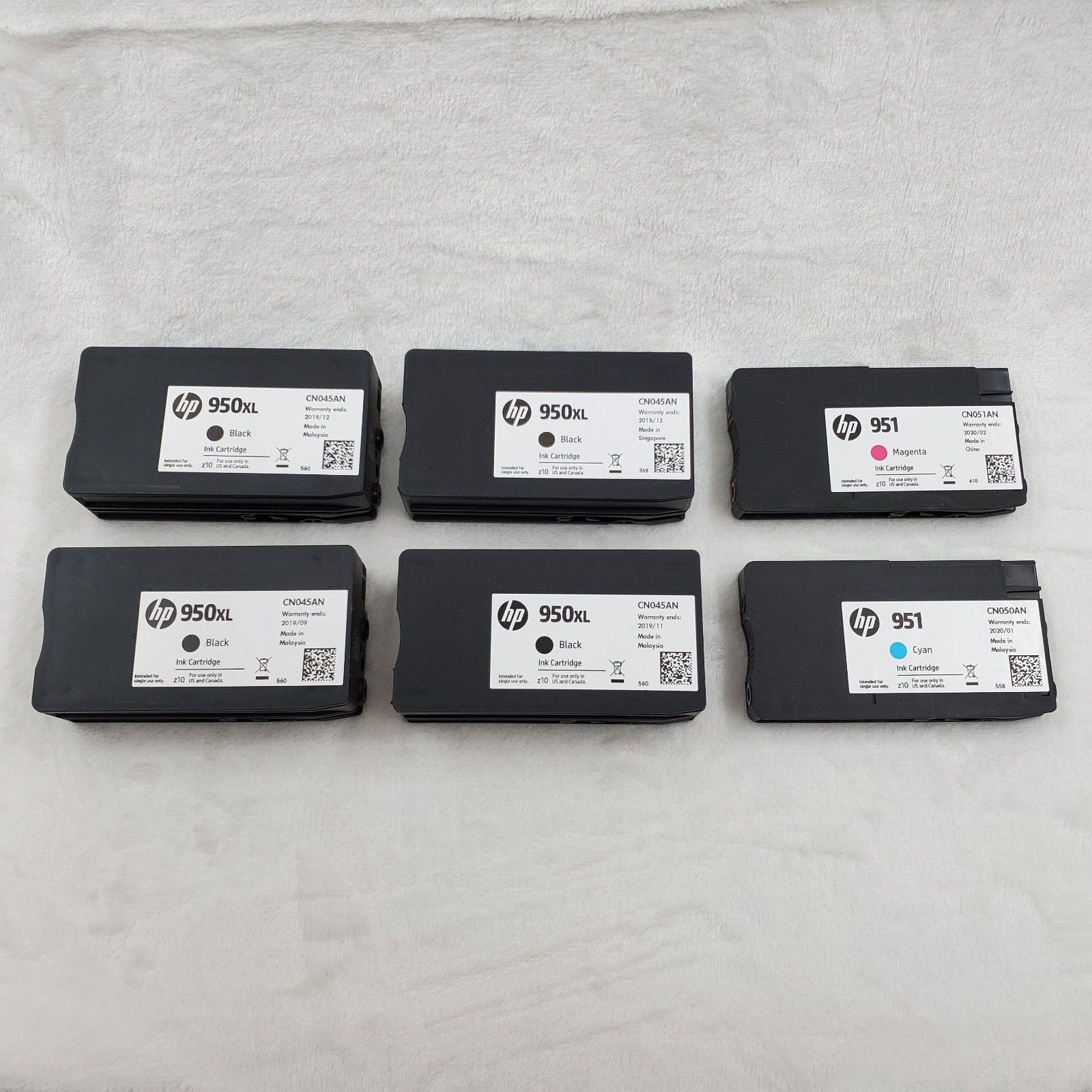 Genuine HP 950XL Black, 951 Magenta & Cyan Ink Cartridge Lot 6pc - Open Boxes