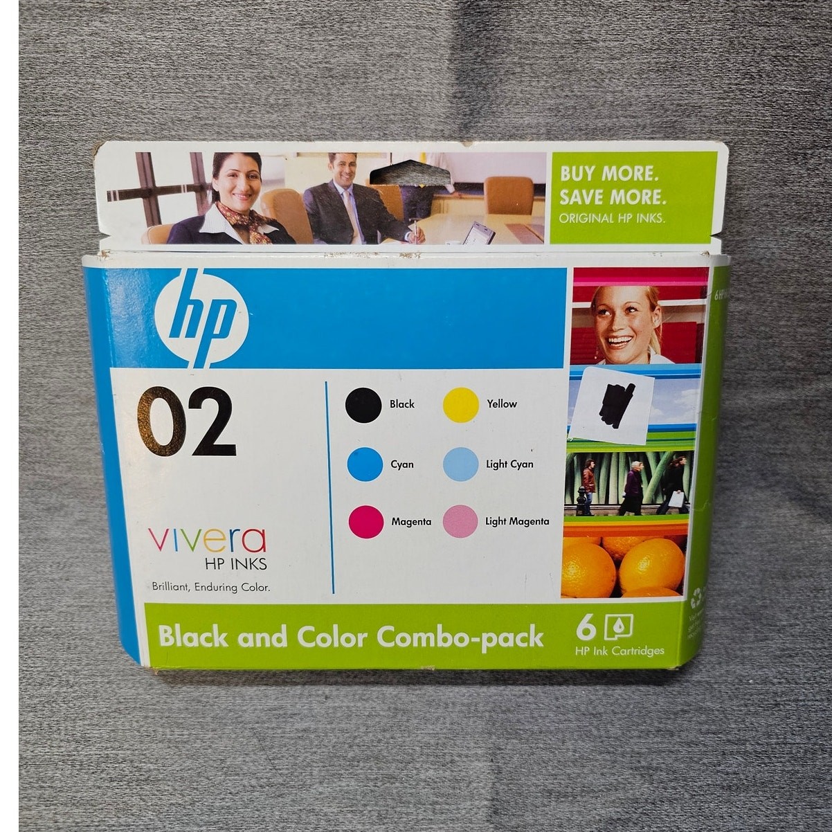 Color OEM HP 02 Series Vivera 6 Black and Color Combo-Pack Ink Cartridges