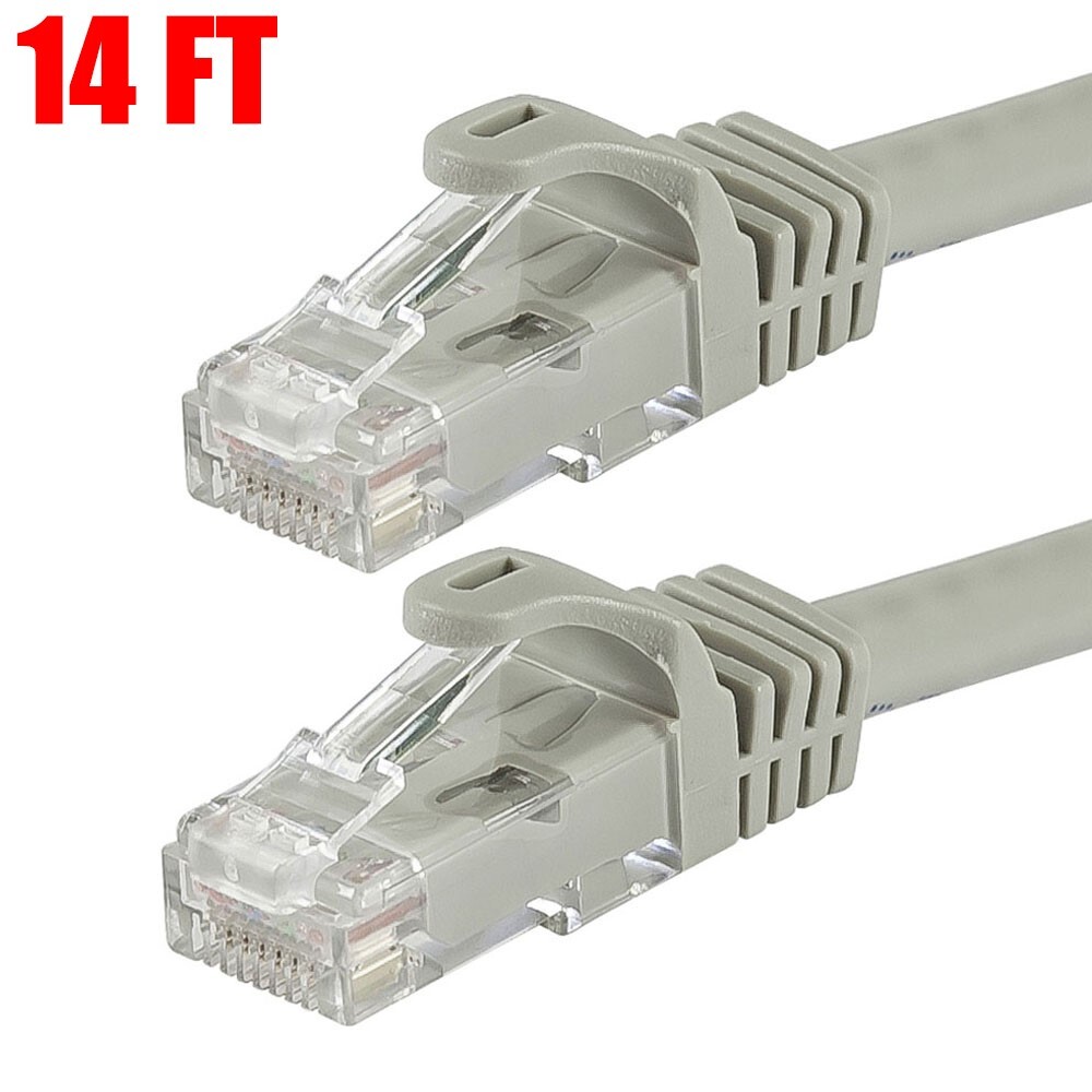 14FT CAT5E RJ45 Ethernet LAN Network Cable UTP Copper Wrie Gold 24AWG Gray