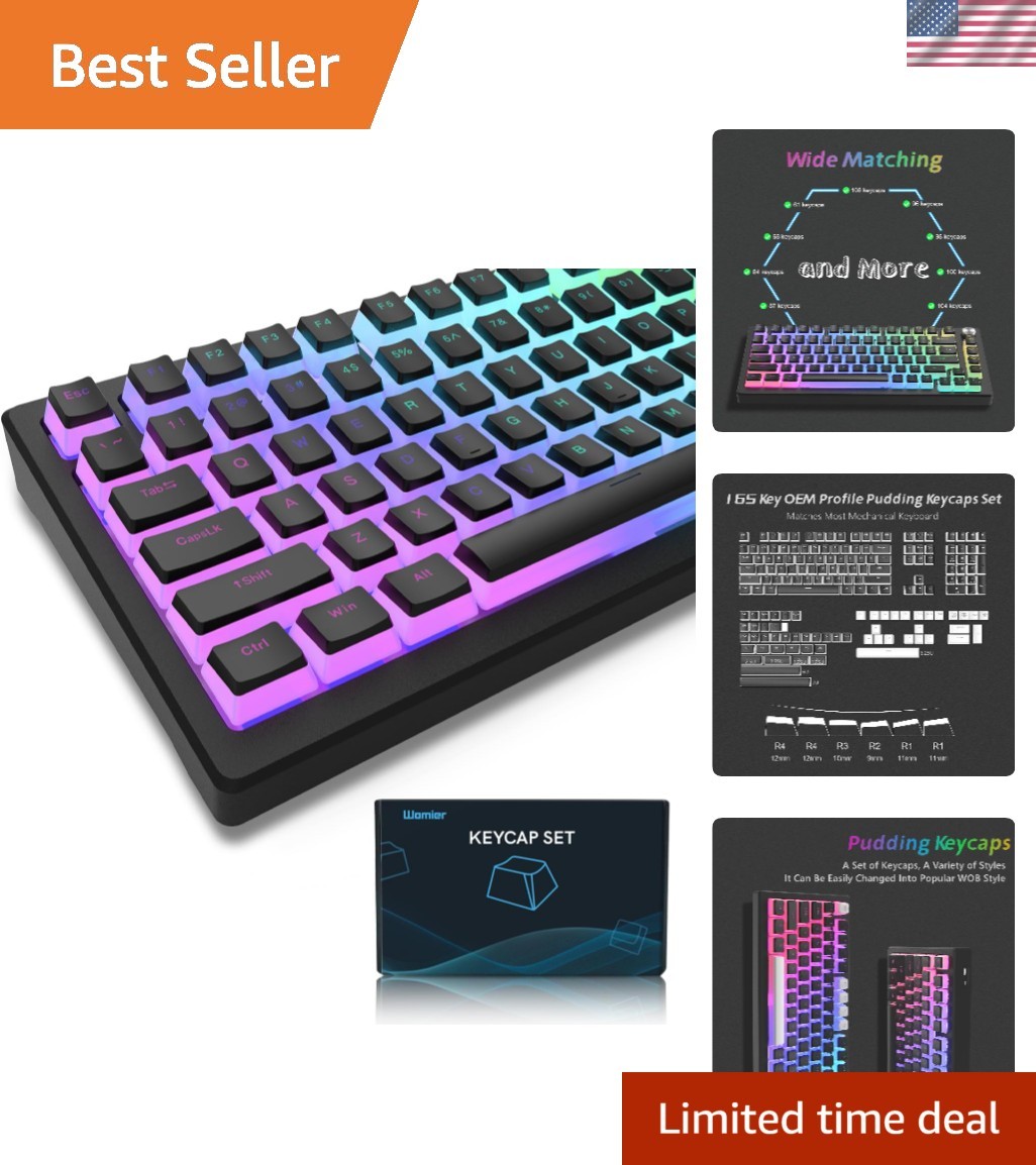 Pudding Keycaps, PBT Shine Through Keycaps 165 Keys Set Custom Key caps Set O...