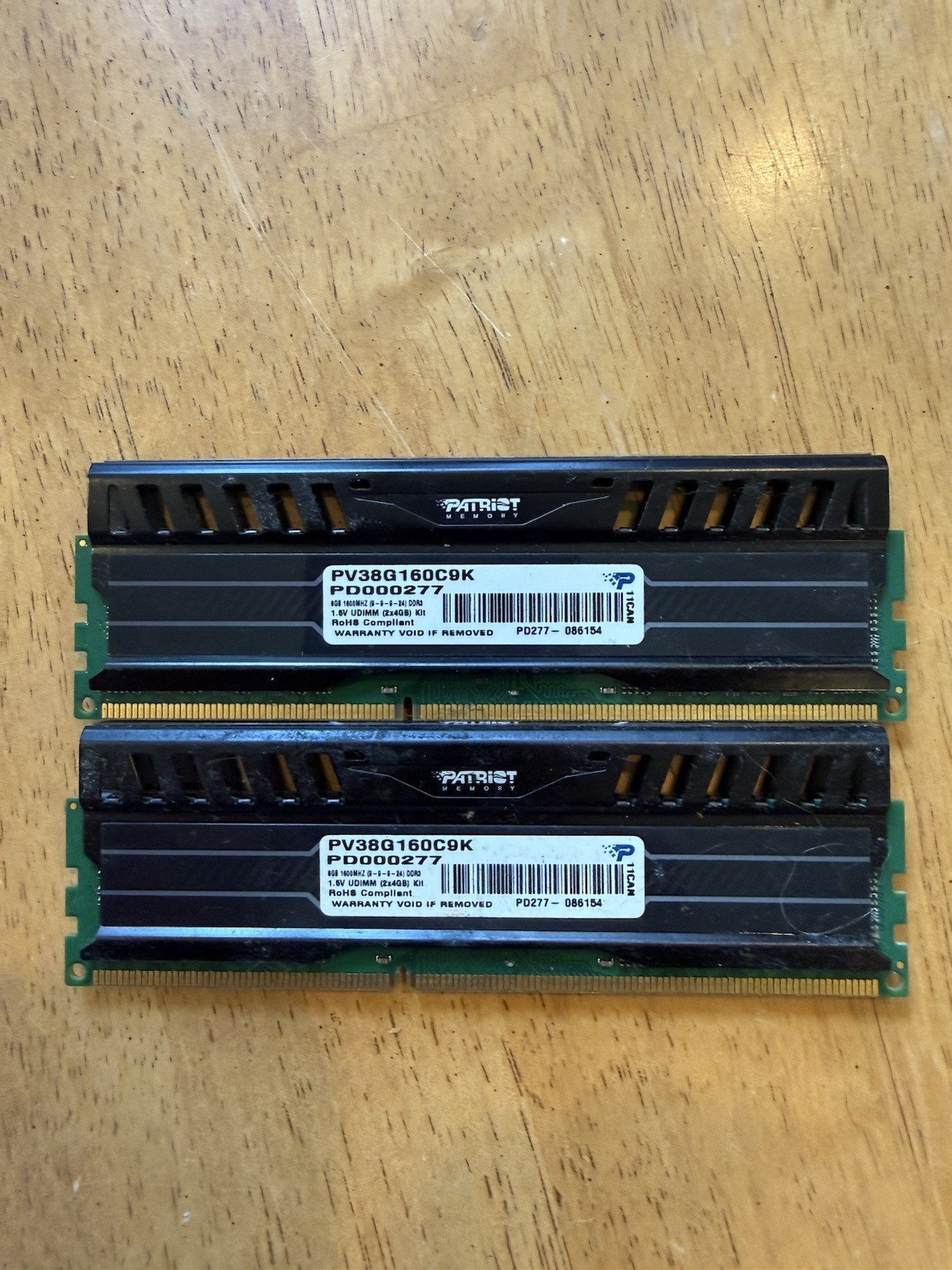 Patriot Viper 8GB 2x4GB DDR3-1600 PC3-12800 CL9 Desktop RAM PV38G160C9K
