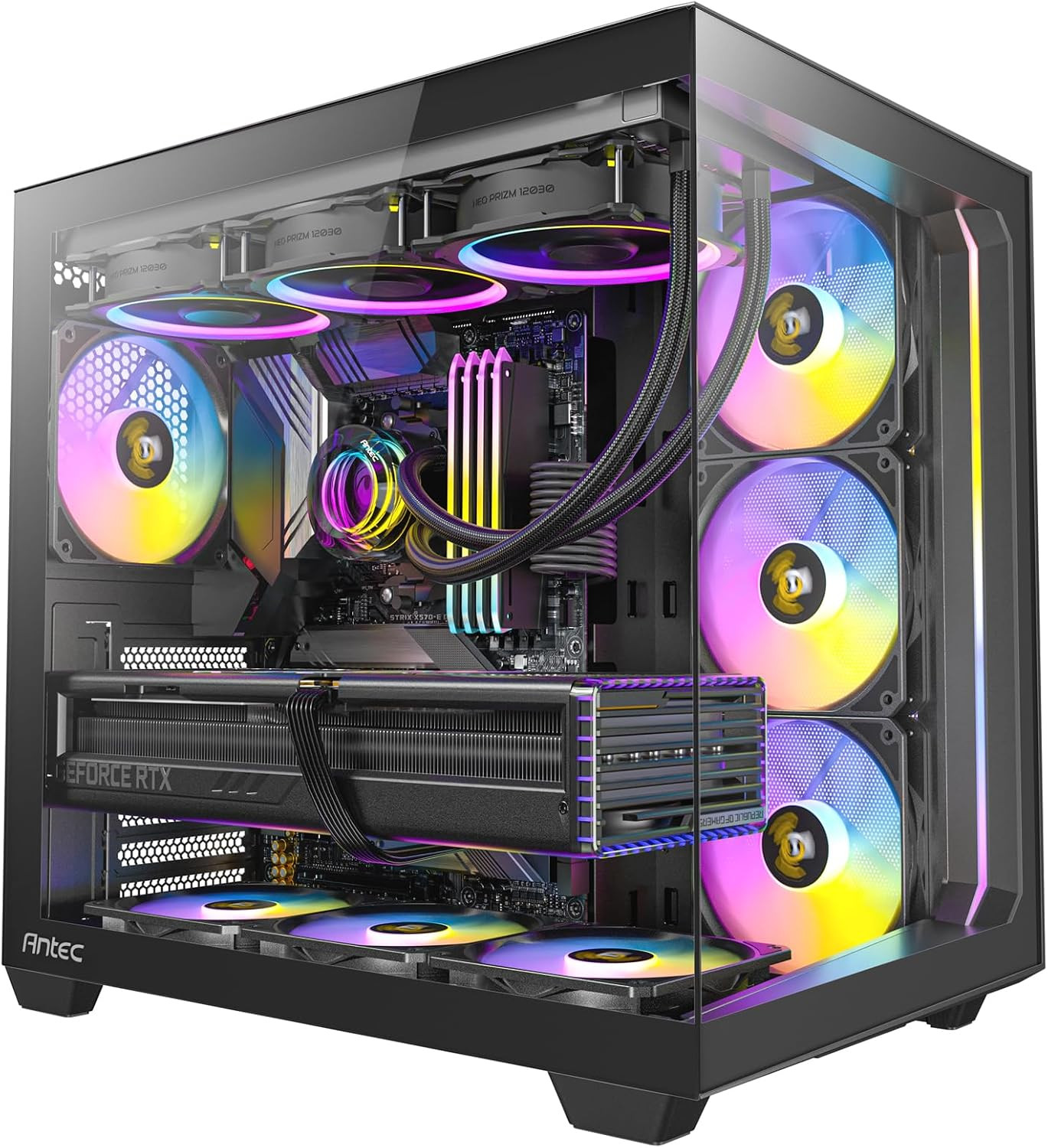 C5 ARGB Mid-Tower ATX PC Case, 7 ARGB PWM Fans, Black