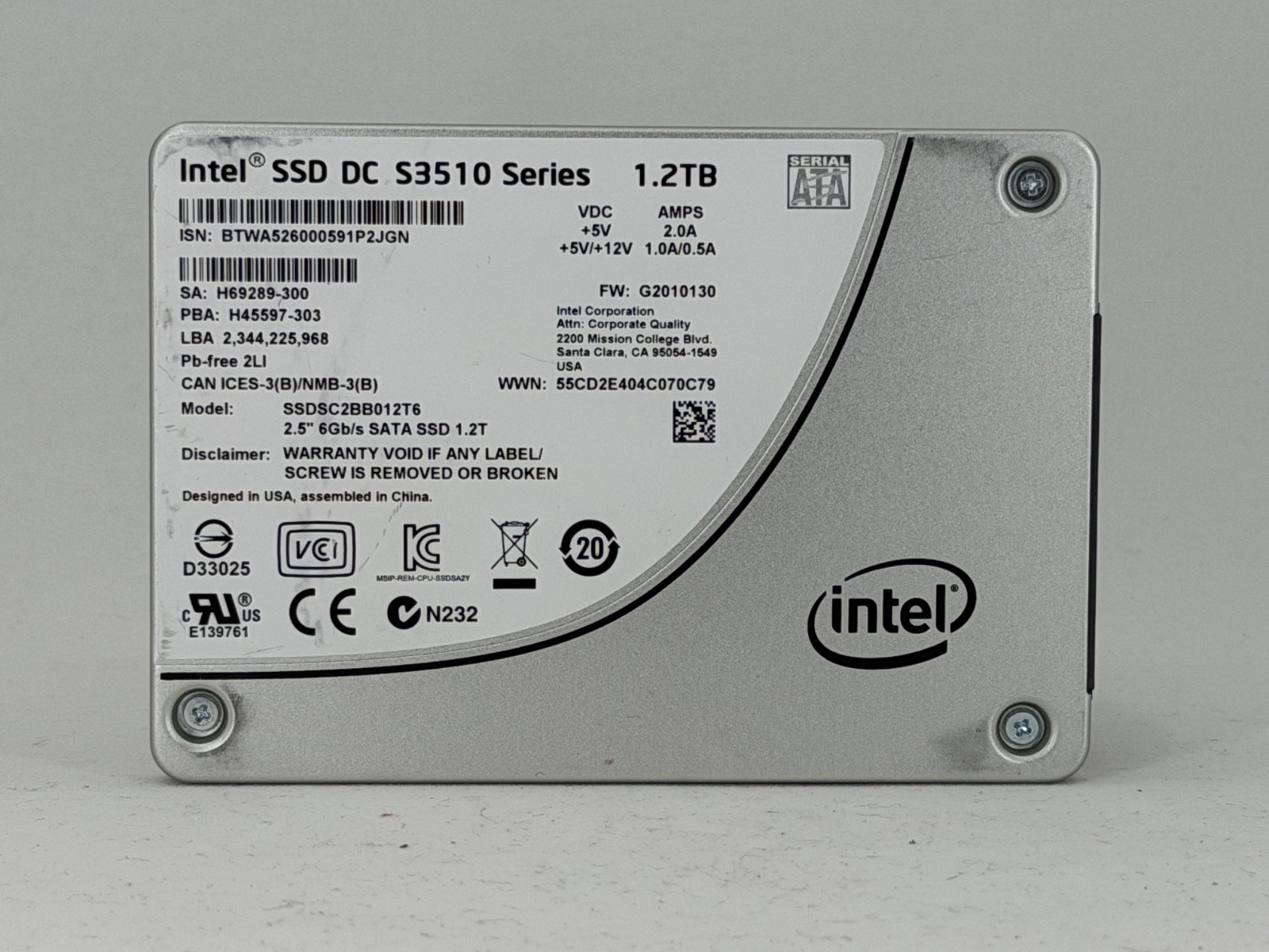 Intel DC S3510 1.2TB 2.5" Enterprise SATA SSD - Tested