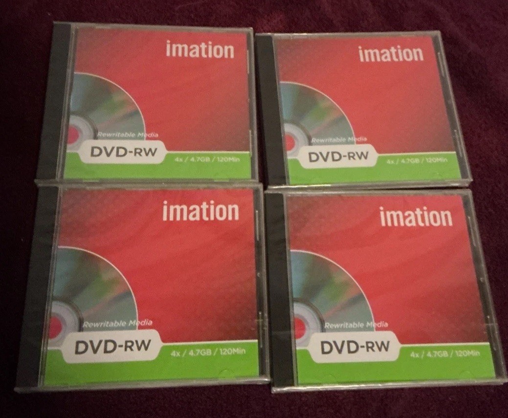 Imation 4.7GB DVD-RW 2 Hrs. Video - Lot of 4 Sealed NEW
