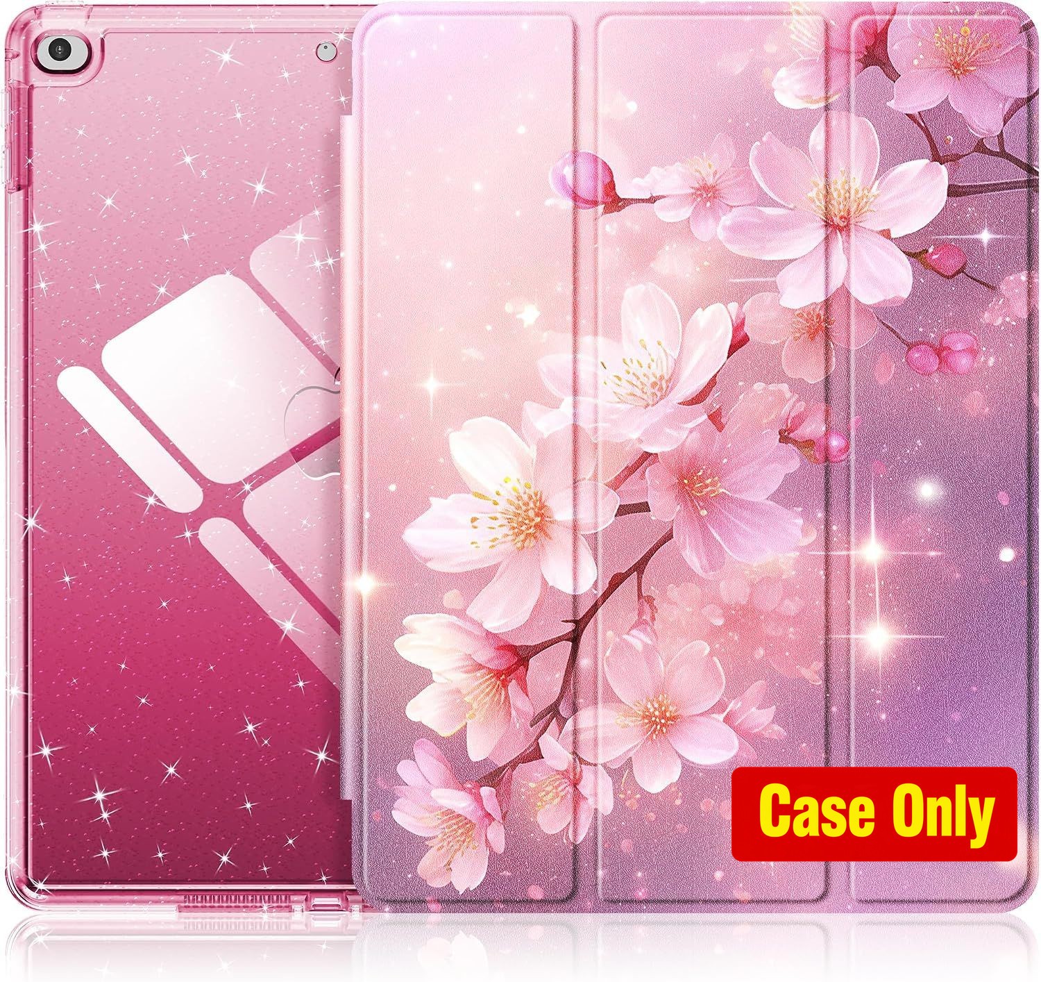 Cute Glitter Clear Protective Case for 9.7 Inch iPad 6th/5th Gen, Blossom Pink G