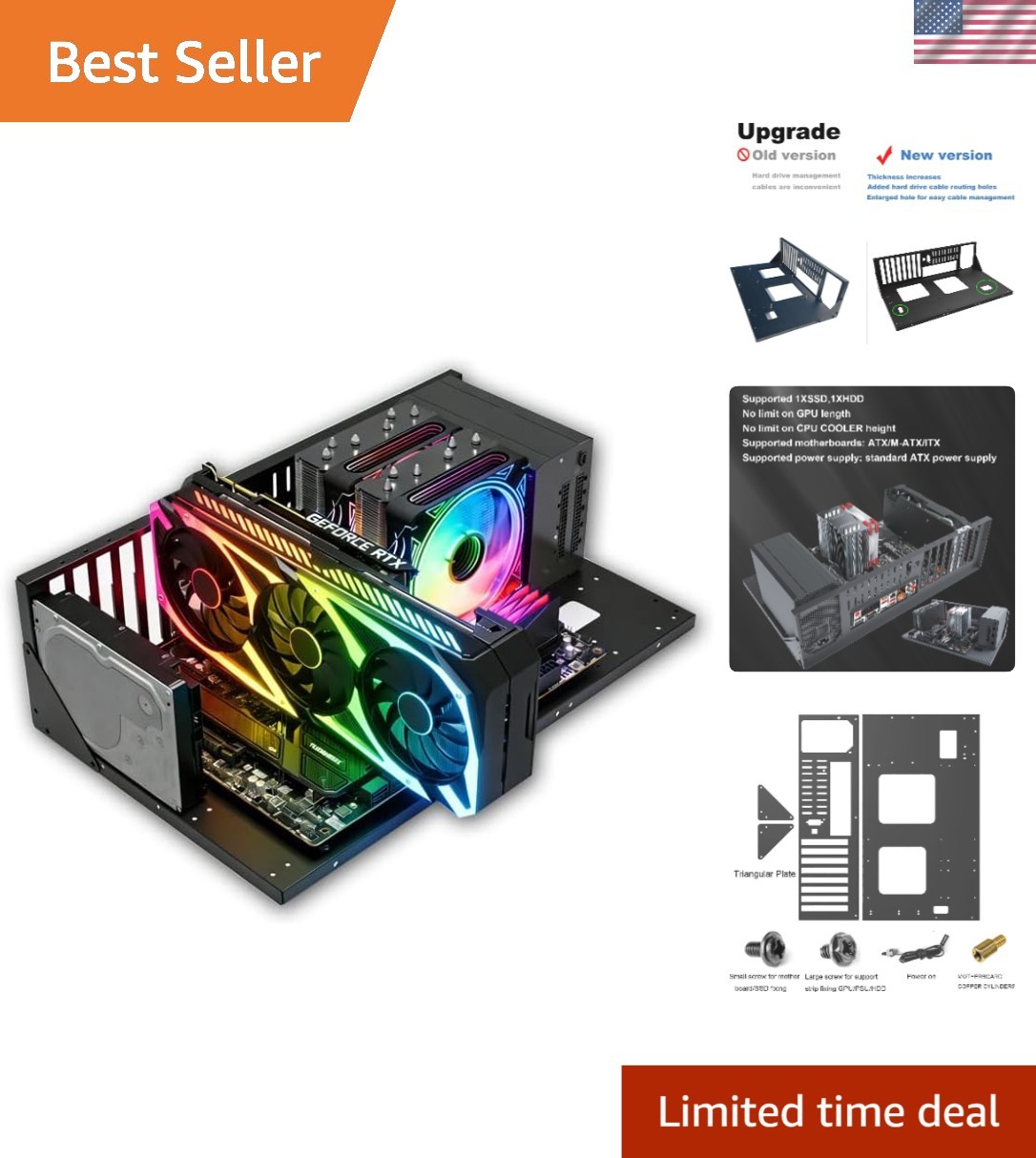 High-Performance Open Chassis PC Case - Supports Extended ATX & RGB Lighting