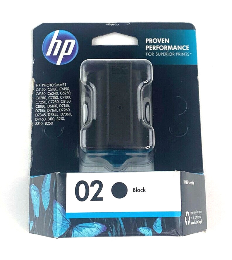 New Sealed Genuine HP 02 Black Ink Cartridge C8721W C8721WN 2014