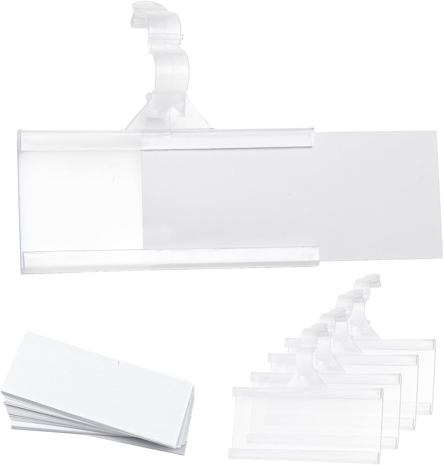 100 Pcs Reusable Plastic Wire Shelf Label Holder, for Pantry Retail Shopping Mal