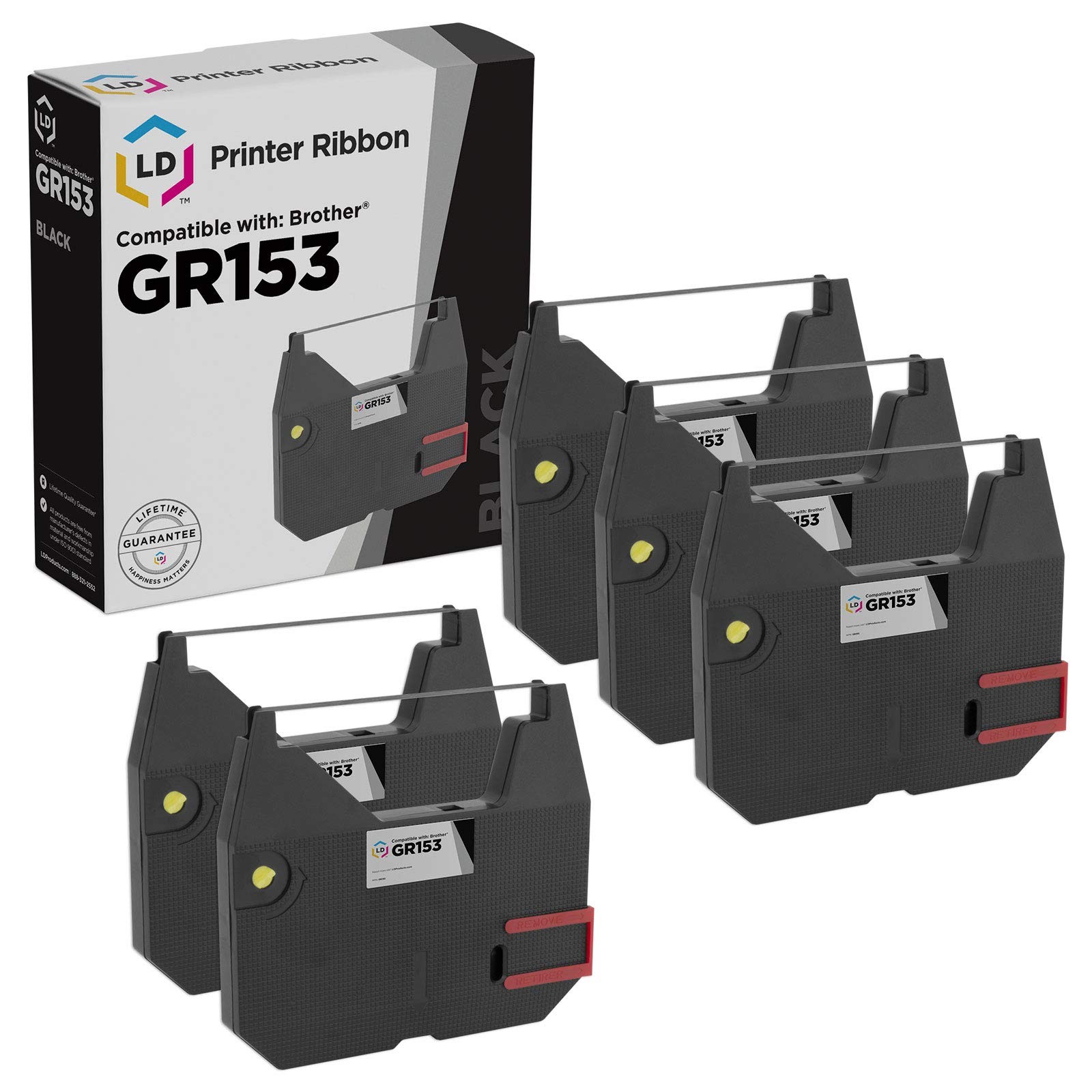 LD Compatible 1030 Set of 5 Black Printer Ribbon Cartridge for Brother AX15 AX10