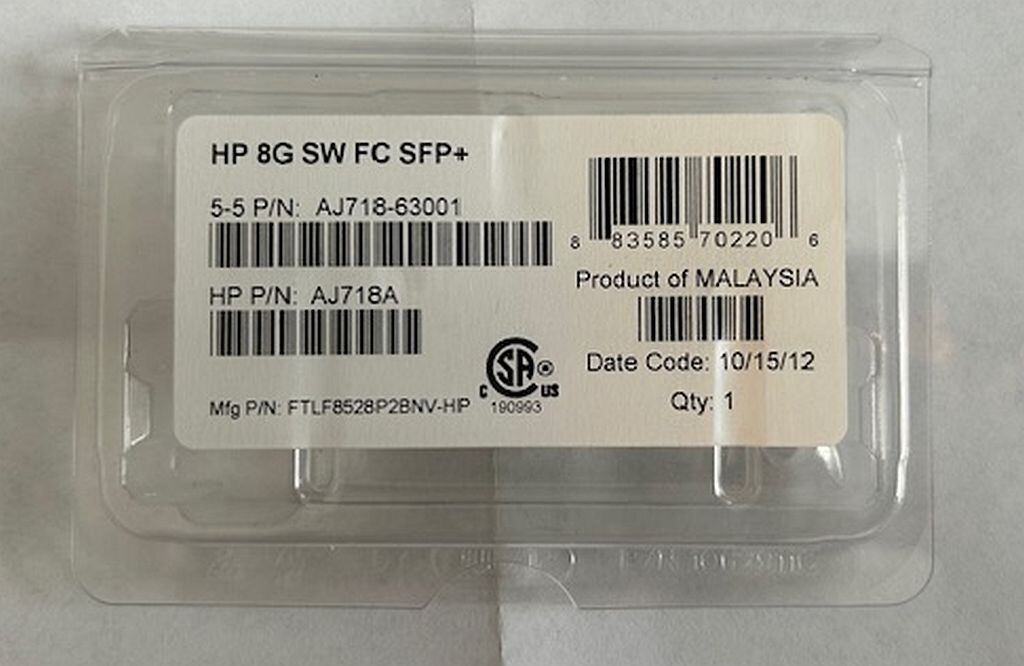 Brand New- Genuine HPE HP 8GB Short Wave FC SFP+ Transmitter 1 Pack