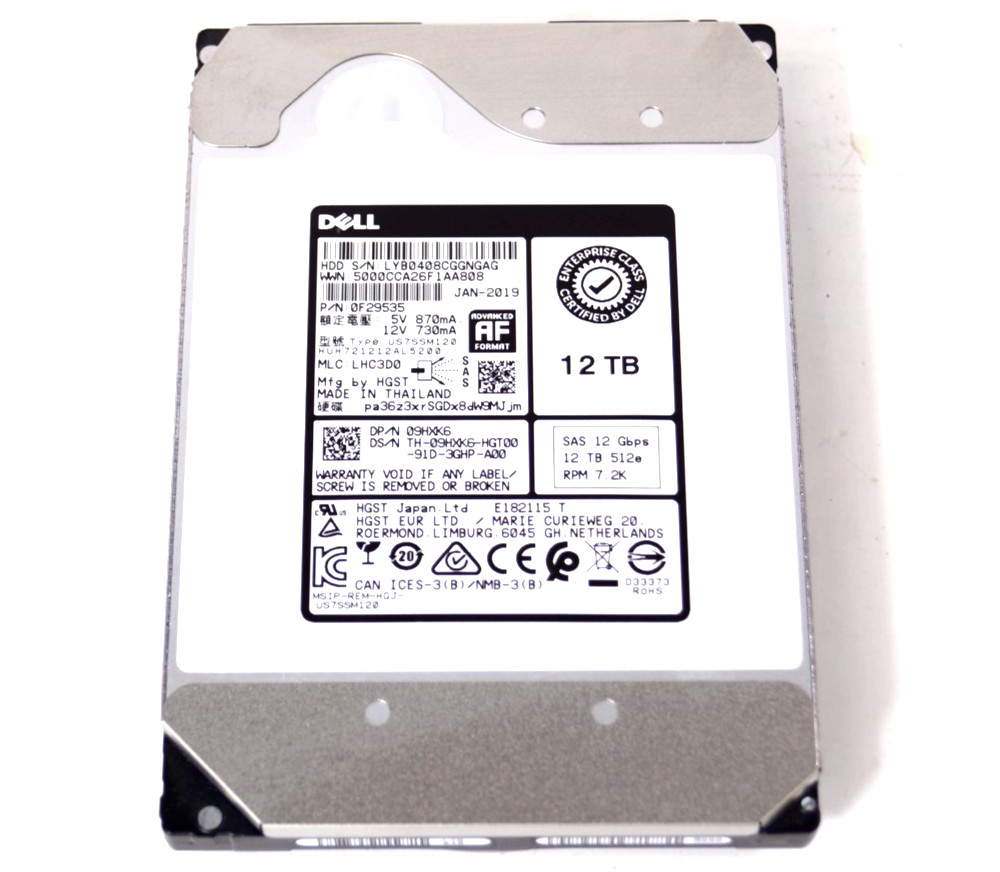 DELL 09HXK6 12TB 3.5" 7200 RPM 512e 12Gbps Enterprise Hard Drive