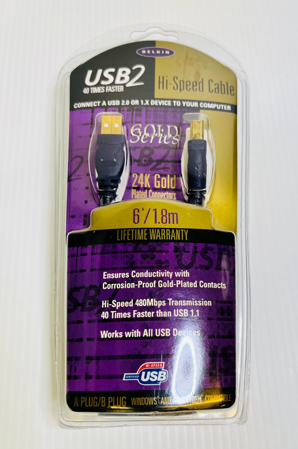 Belkin USB2 Hi-Speed Cable Gold Series NEW/SEALED