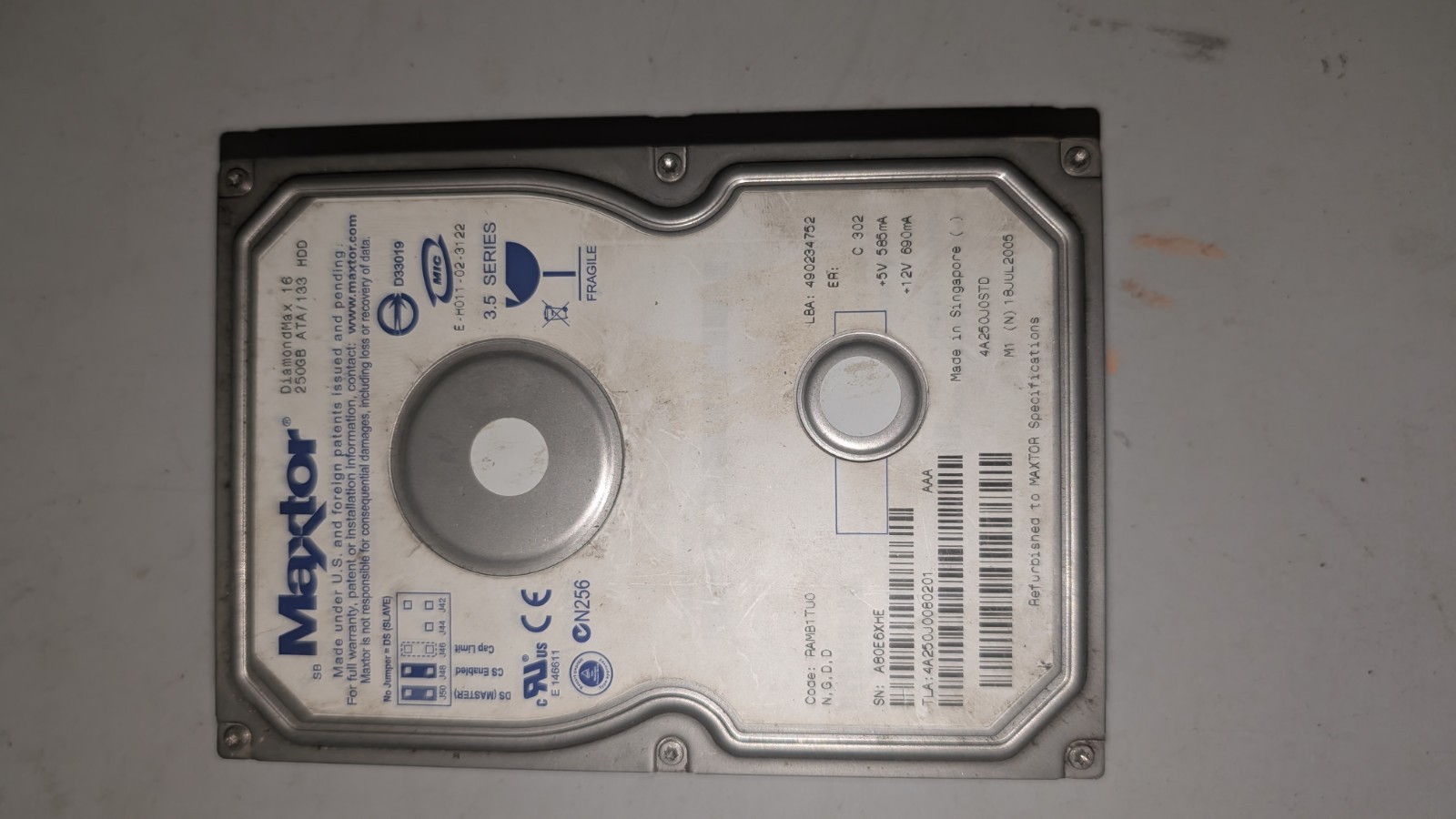 Maxtor DiamondMax 11,  6H500R0 Code:HA3D1DD0 IDE 3.5" 500GB Hard Drive
